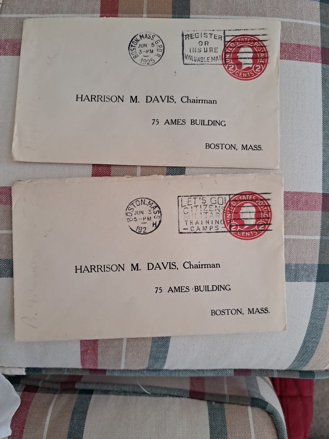 10 Canceled 2 Cent Envelope Postage Stamps George Washington Boston MA 1925 Red - Thumbnail 6