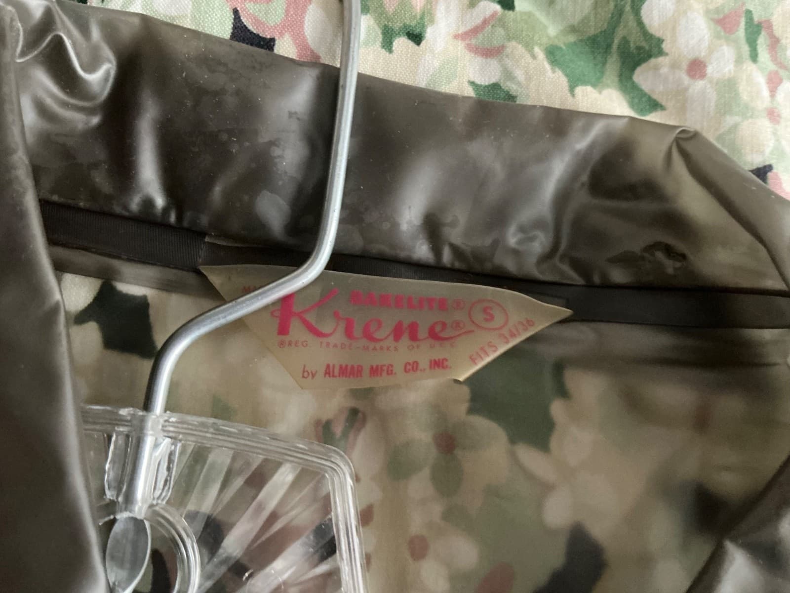 Vintage 1950s Bakelite Krene Vinyl Transparent Raincoat Slicker Almar Mfg Sz S - Thumbnail 4