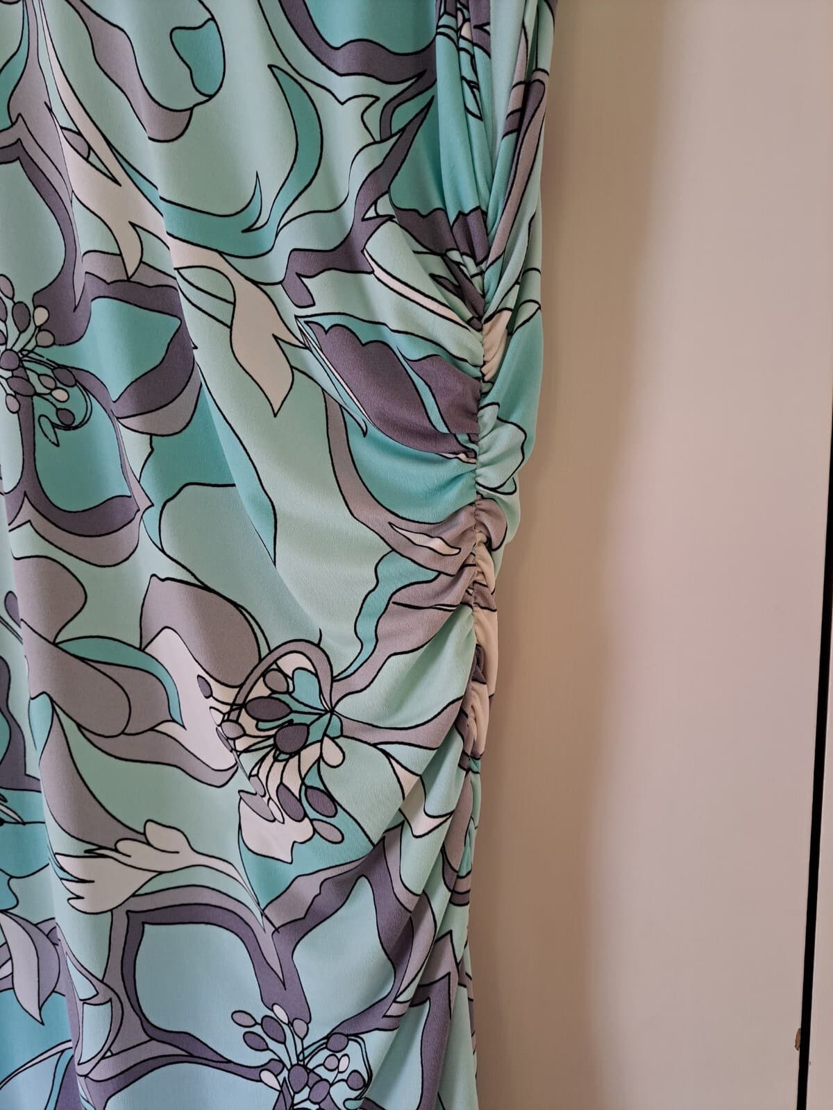 Tahari ASL Blue Floral Keyhole Sz 6 Long Sleeve Shift Sheath Dress Lined - Thumbnail 2