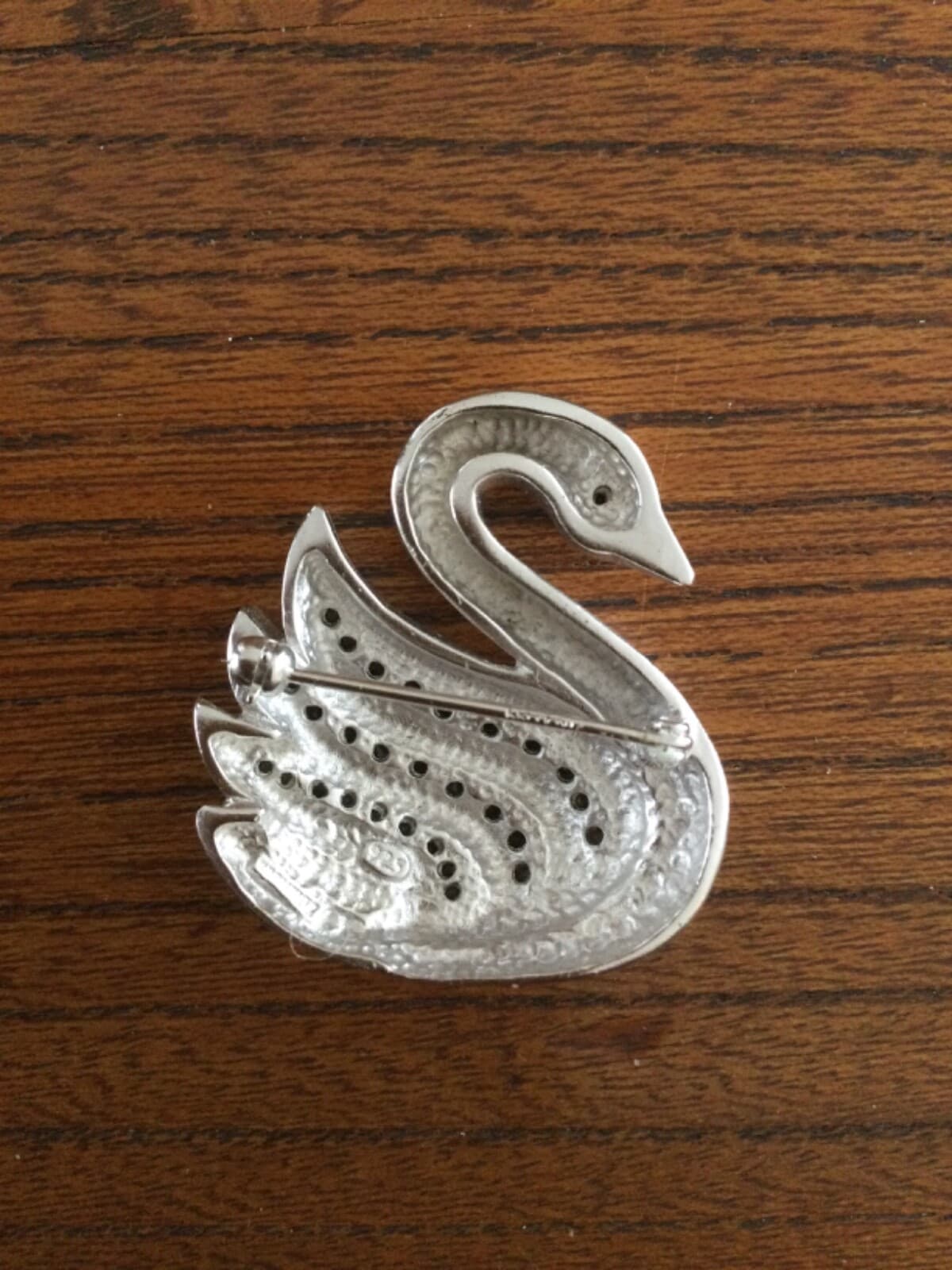 Krementz Sterling Silver Swan Pin Brooch Rhinestones HTF - Thumbnail 4