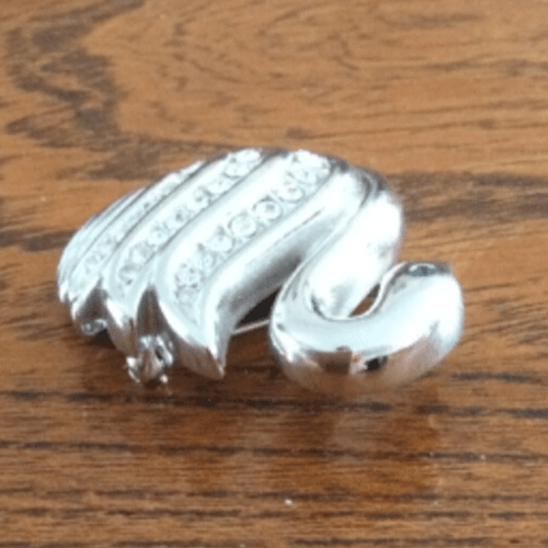 Krementz Sterling Silver Swan Pin Brooch Rhinestones HTF - Thumbnail 3