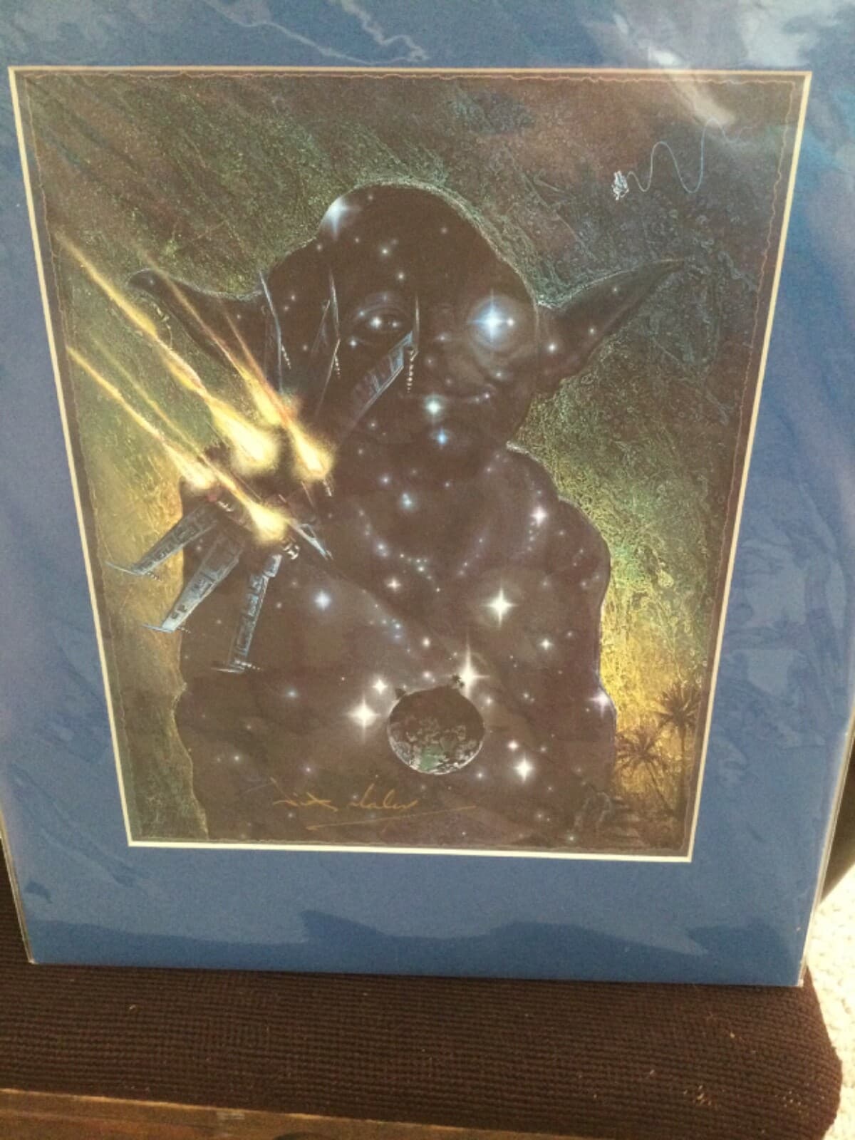 Star Wars YODA Follow Your Star Print Signed By Nick Maley Matted Unframed - Thumbnail 2