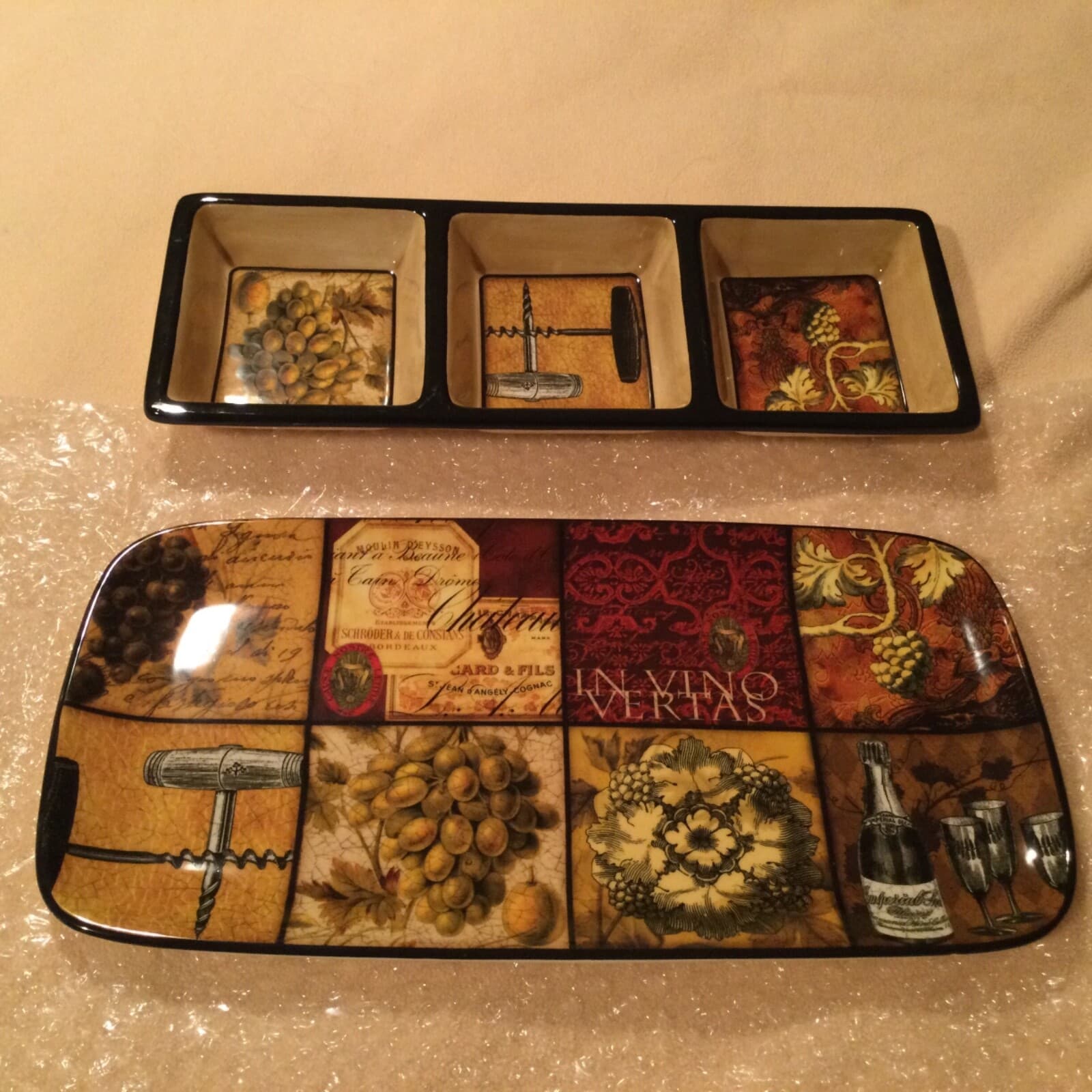 CI Section Condiment Crudité Dish & Cheese Appetizer Serving Tray Wine Plate NWT - Thumbnail 10