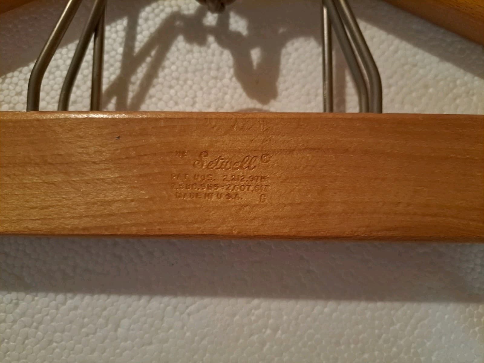SETWELL Lot Of 3 Vintage 17"-20” Heavy Duty Wooden Suit Coat / Pant Hangers USA - Thumbnail 8