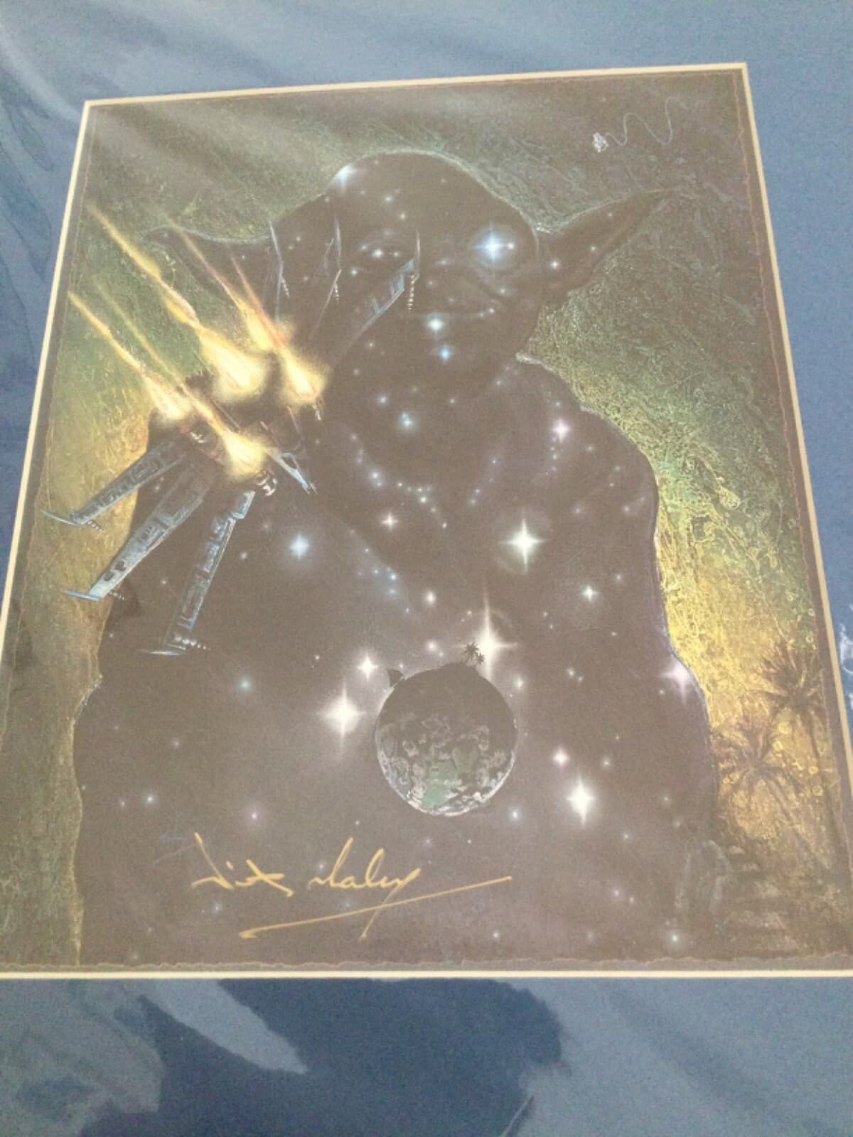 Star Wars YODA Follow Your Star Print Signed By Nick Maley Matted Unframed - Thumbnail 3