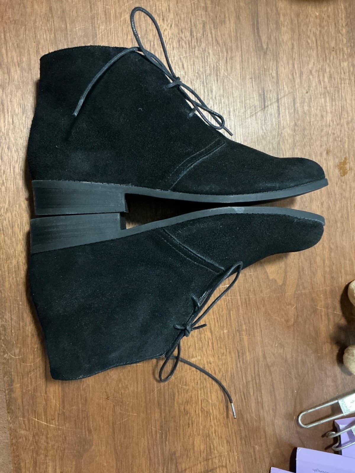 Steve Madden Women's Desmin Fashion Ankle Boot Black Suede 9.5 Lace up - Thumbnail 4