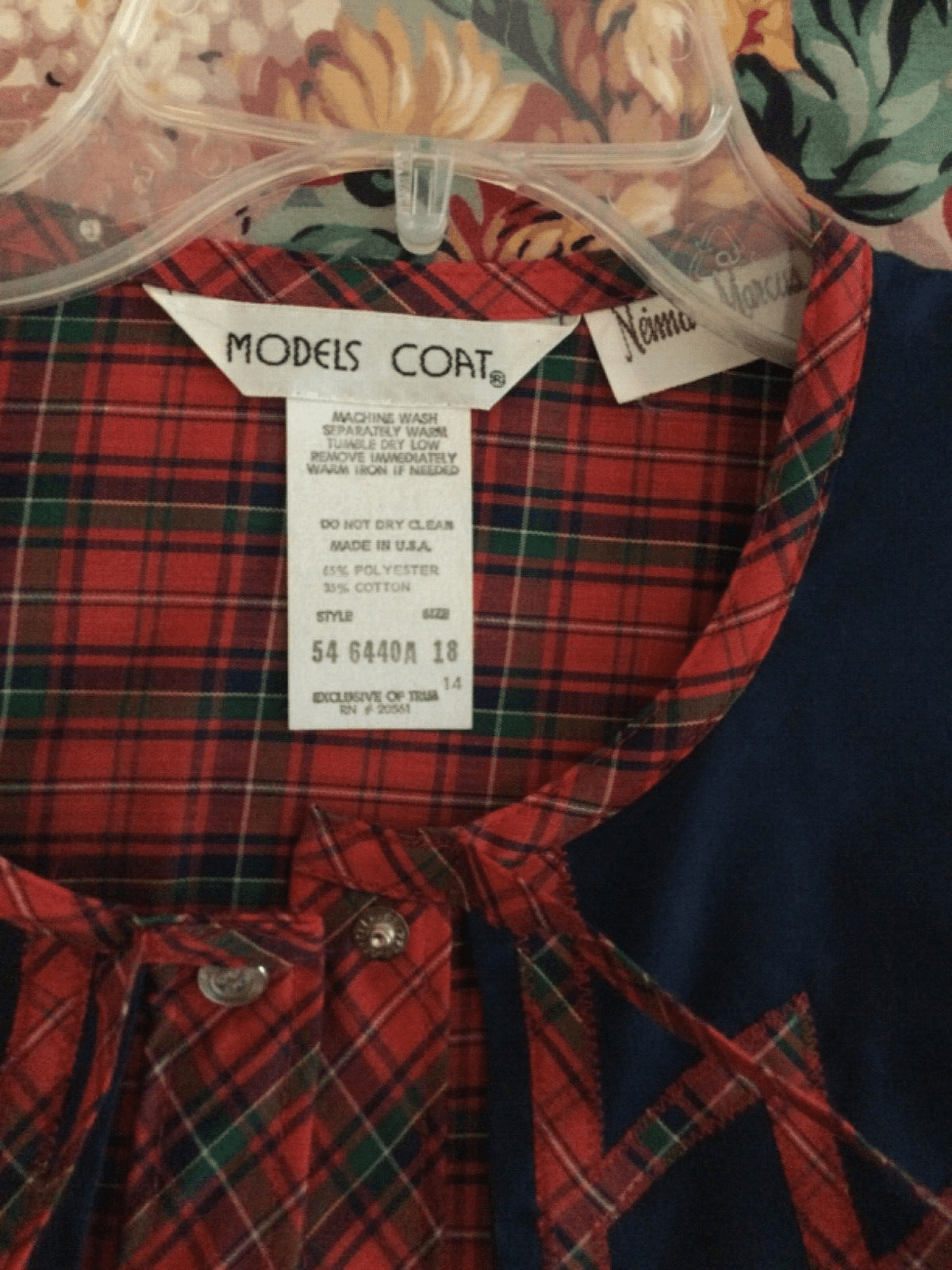 MODELS COAT Red Plaid House Dress Nightgown Snap Front Robe Sz 18 Neiman Marcus - Thumbnail 3