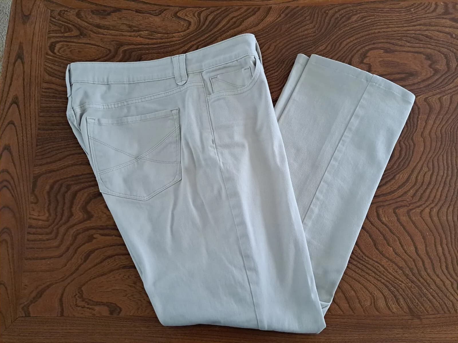 NYDJ Beige Khaki Twill Pants Sz 12 Stretch Jeans 5 Pocket Straight 35x28.5 - Thumbnail 3