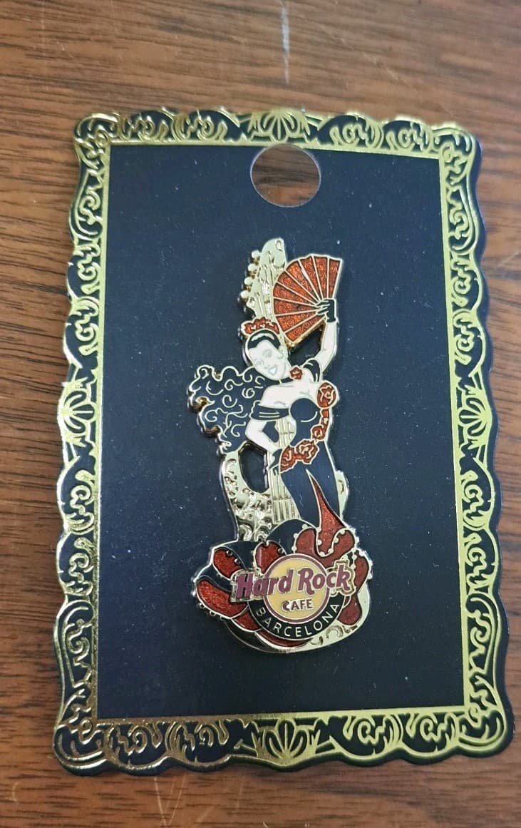 Hard Rock Cafe Barcelona Guitar Flamenco Girl Dancer 2010 Pin LE NEW - Thumbnail 2