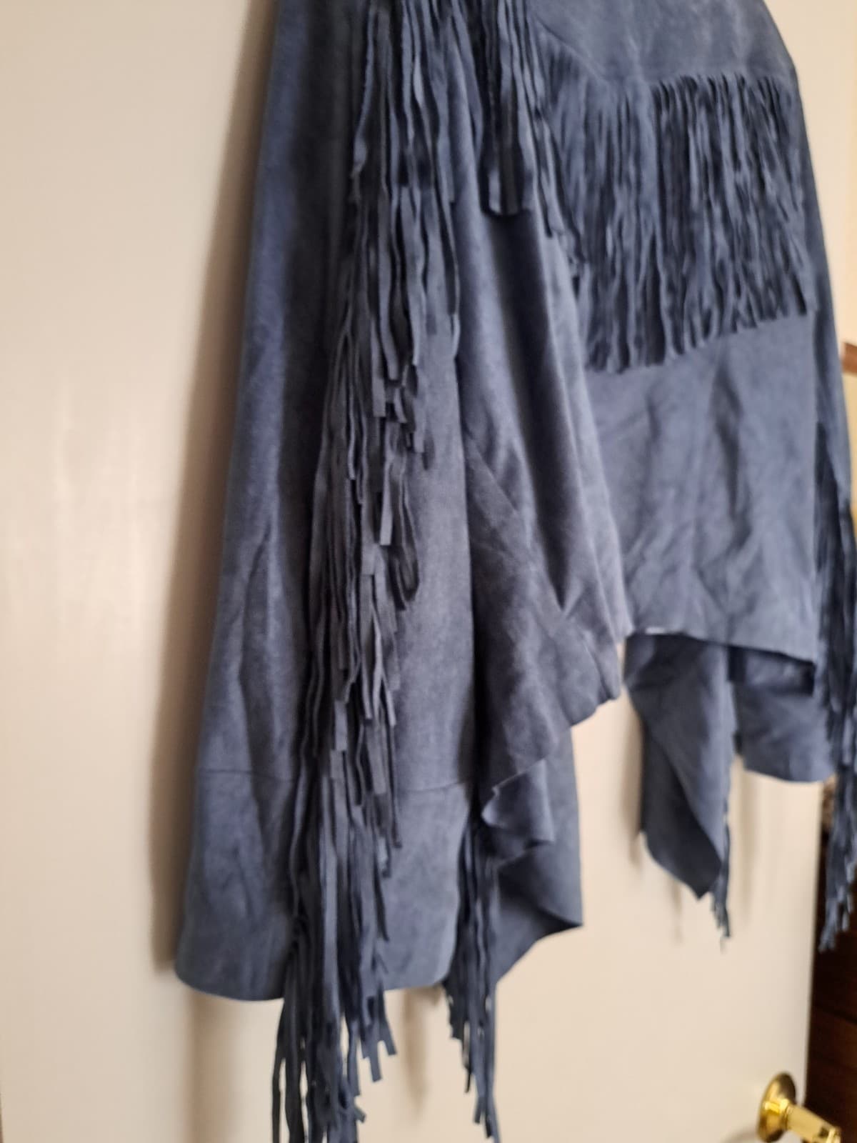 Scoop Vegan Fringed Western Open Short Jacket Women's XXL Blue Faux Suede NWT - Thumbnail 6