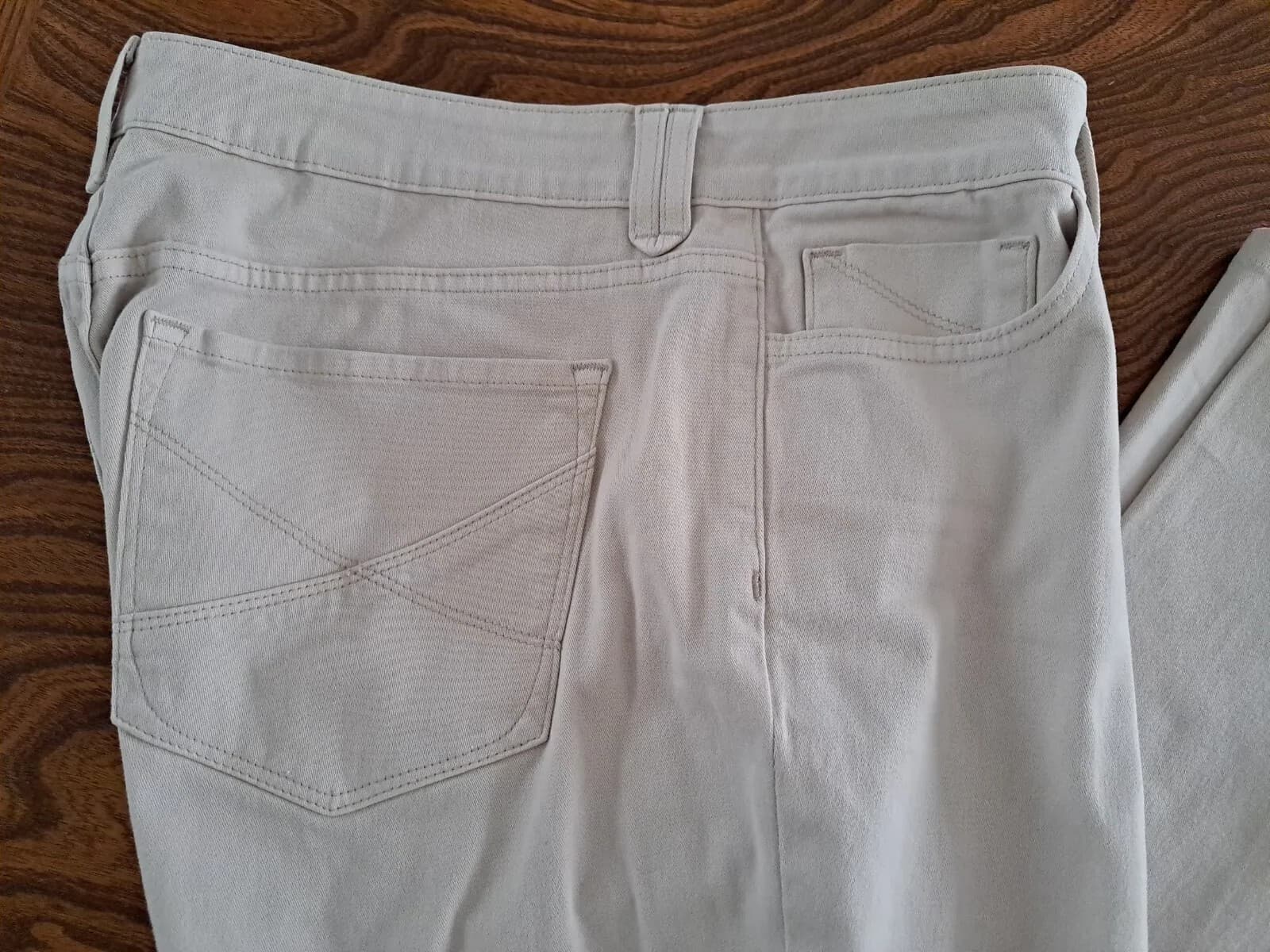 NYDJ Beige Khaki Twill Pants Sz 12 Stretch Jeans 5 Pocket Straight 35x28.5 - Thumbnail 4