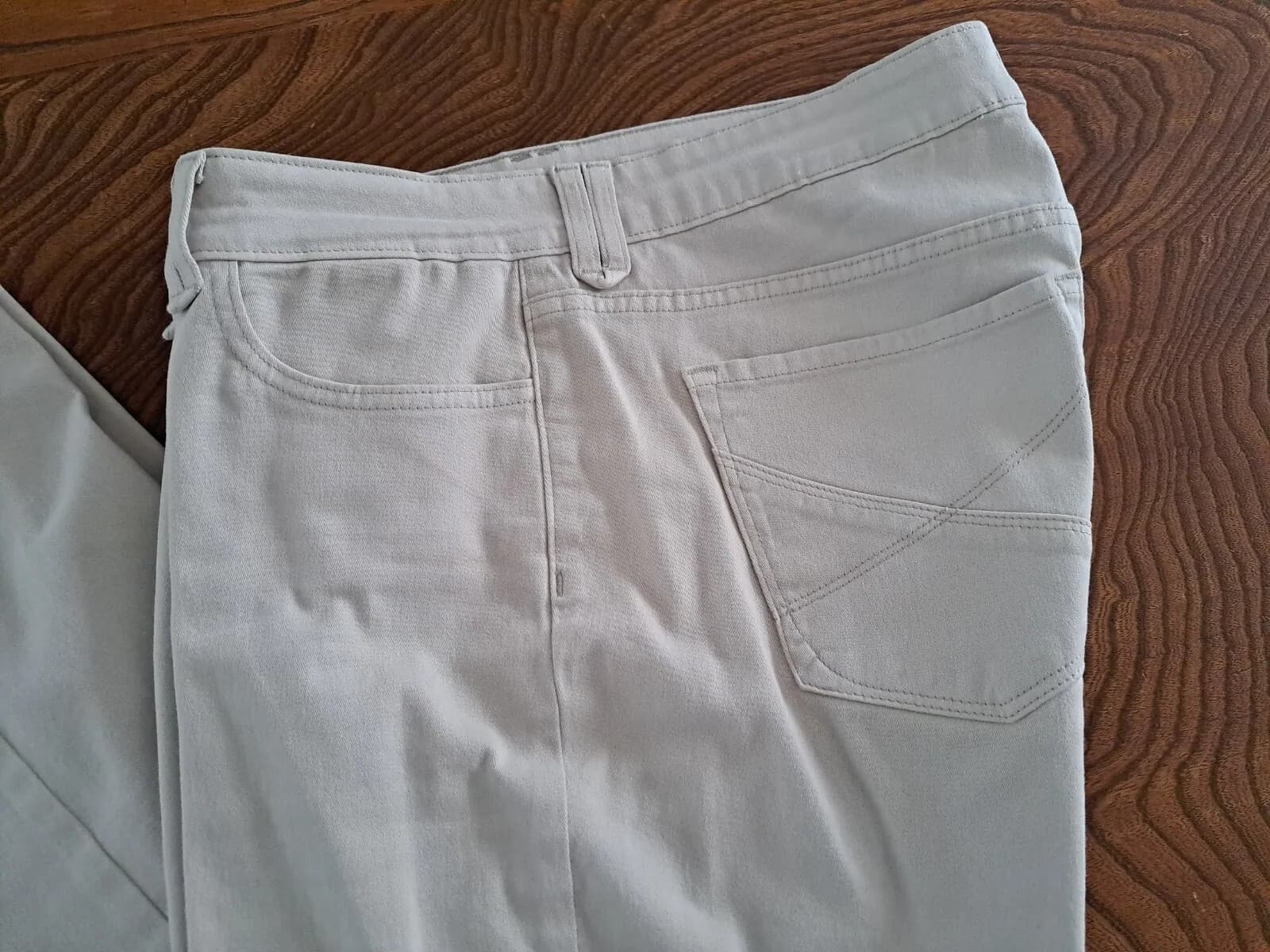 NYDJ Beige Khaki Twill Pants Sz 12 Stretch Jeans 5 Pocket Straight 35x28.5 - Thumbnail 2