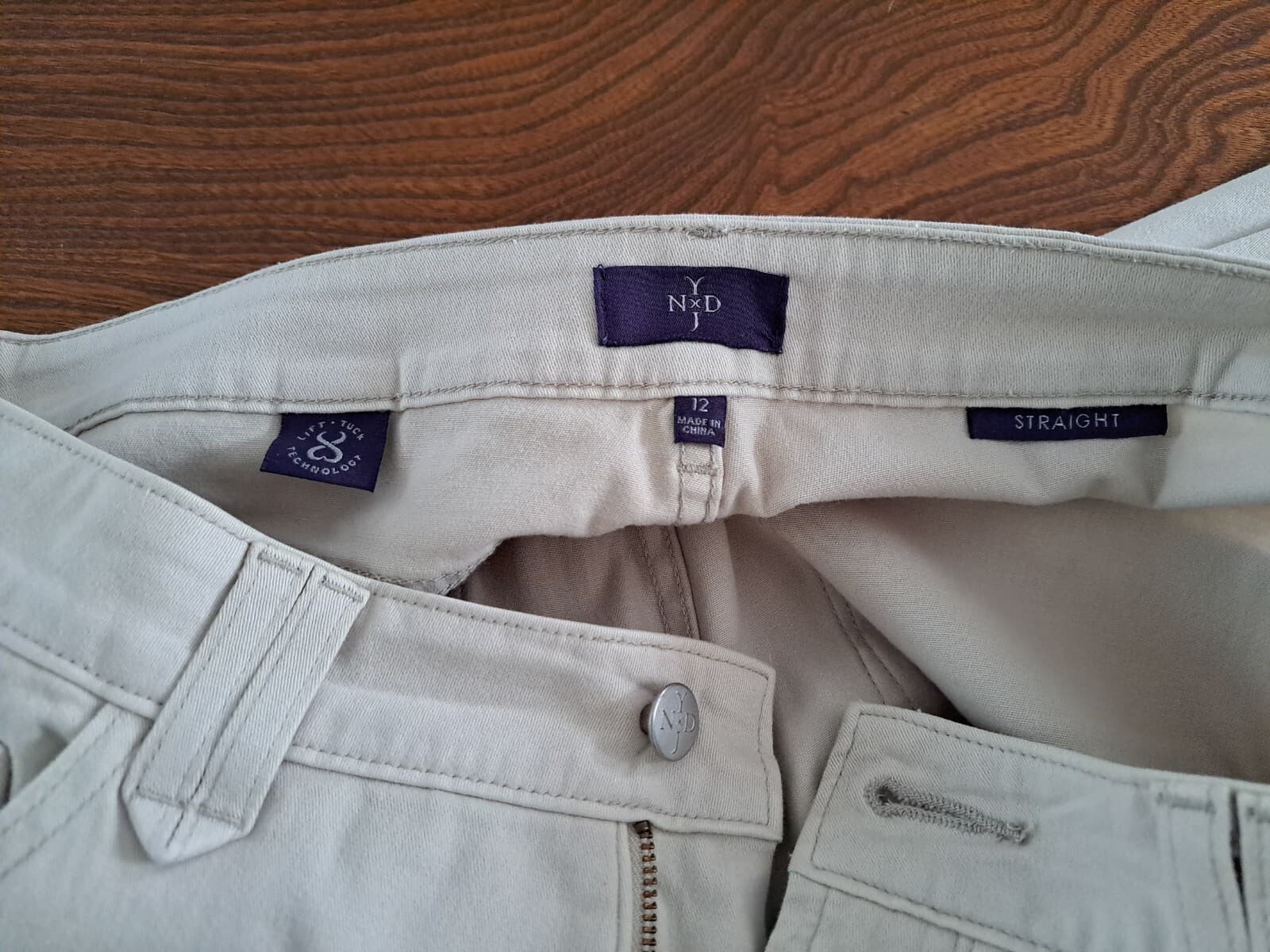 NYDJ Beige Khaki Twill Pants Sz 12 Stretch Jeans 5 Pocket Straight 35x28.5 - Thumbnail 5