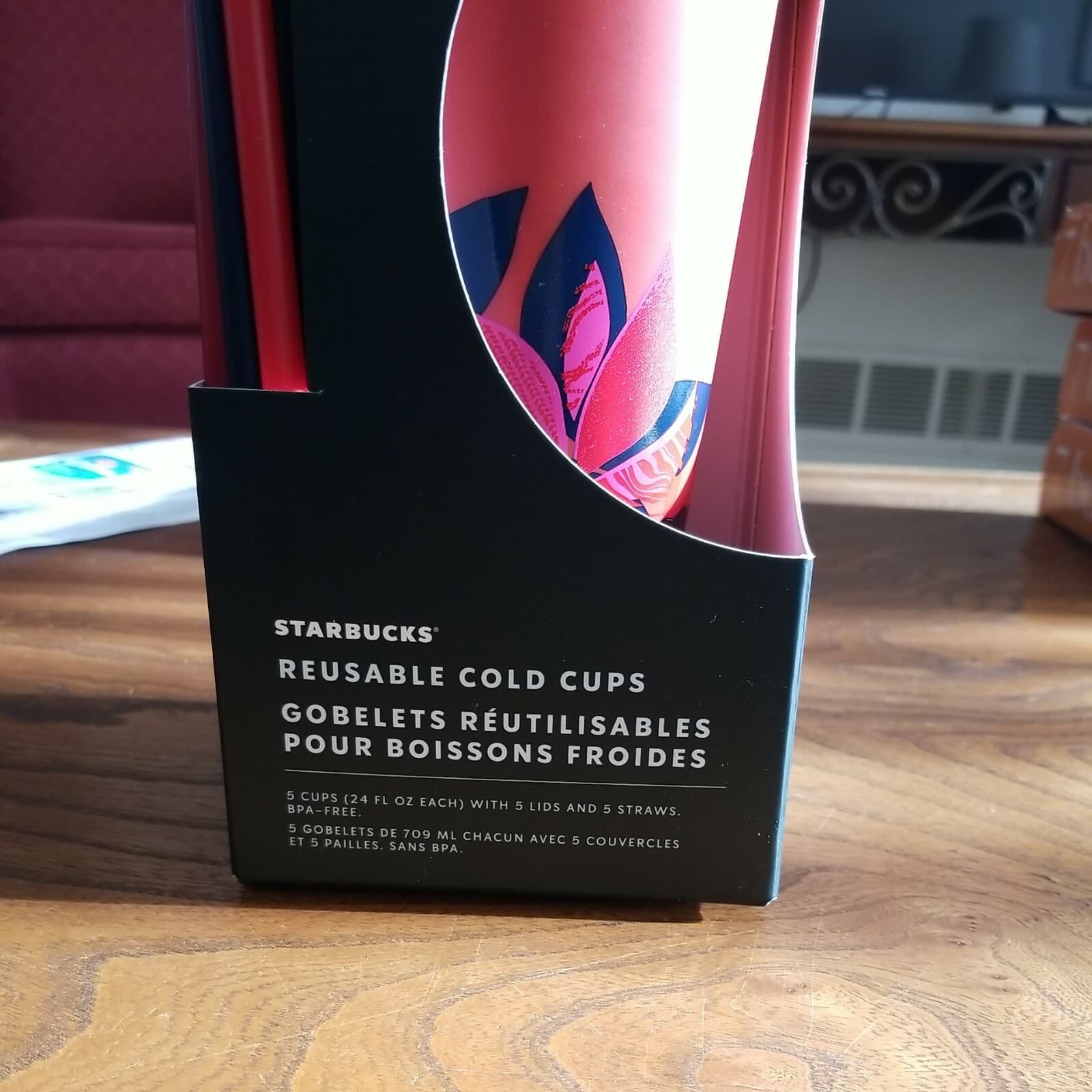 Starbucks 2021 Holiday Set of 5 Reusable 24 Oz Cold Cups w Lids & Straws NIB - Thumbnail 5