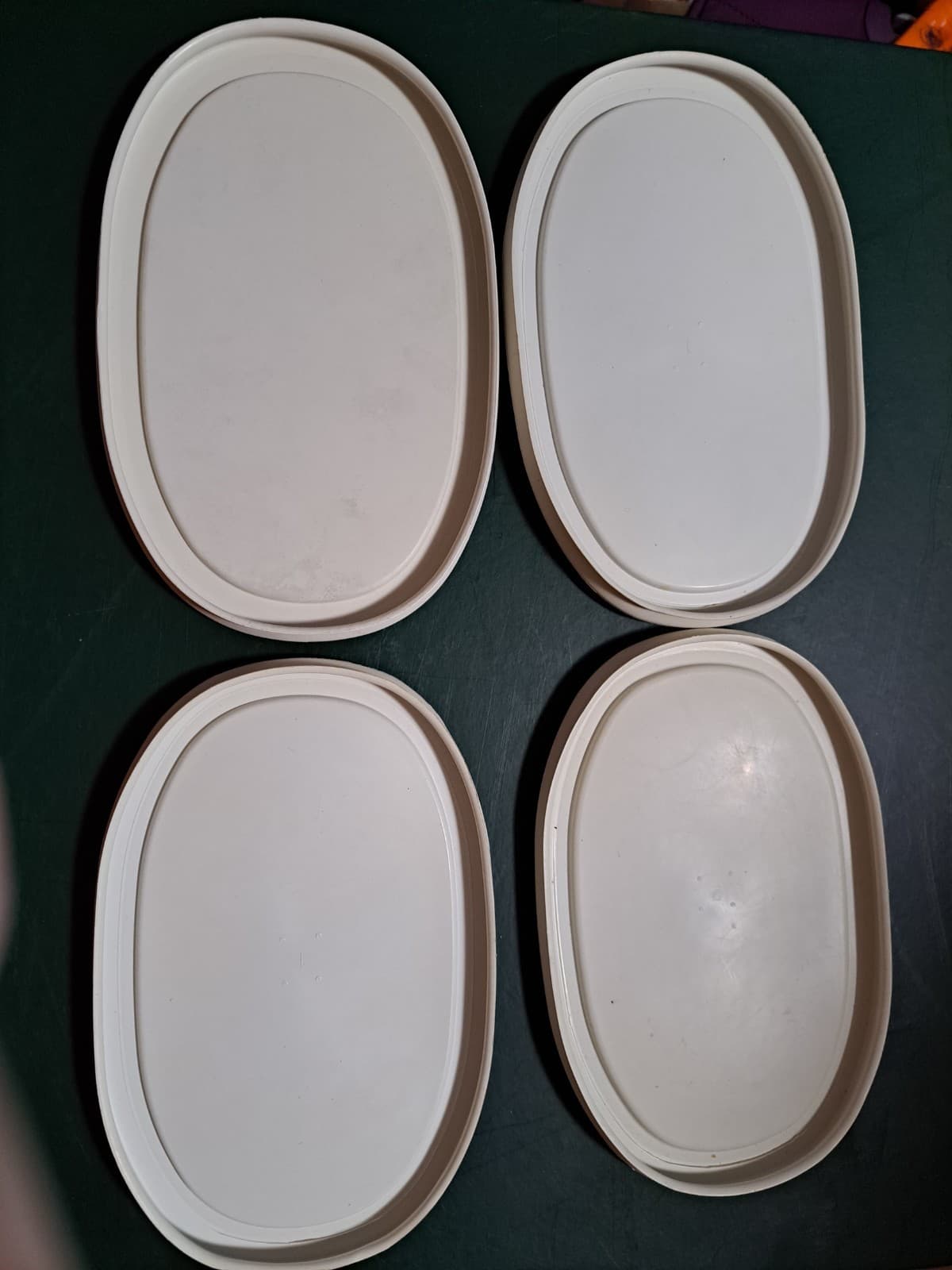 Corning Ware French White Plastic F-15-PC Oval Casserole Lid Only Lot Of 4 USA - Thumbnail 3