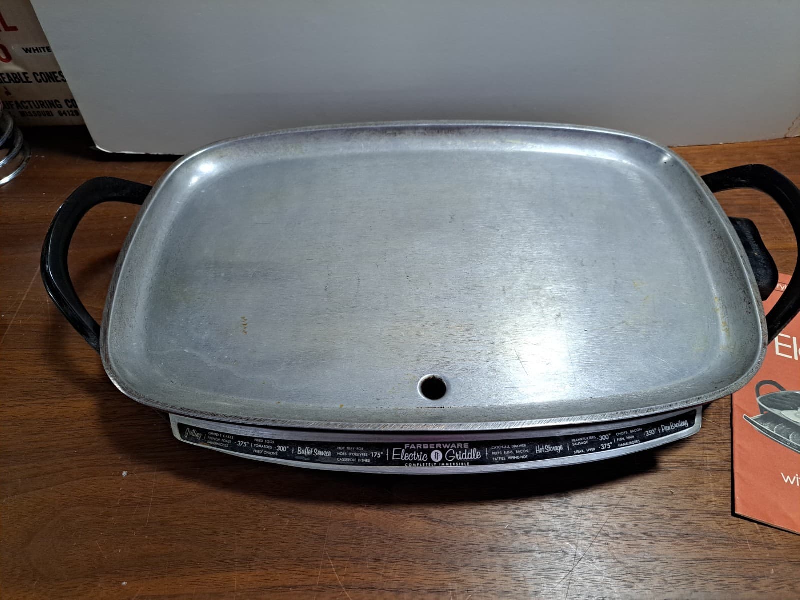 FARBERWARE Griddle Skillet Model 260 SP Immersible Electric Cast Aluminum VTG - Thumbnail 2