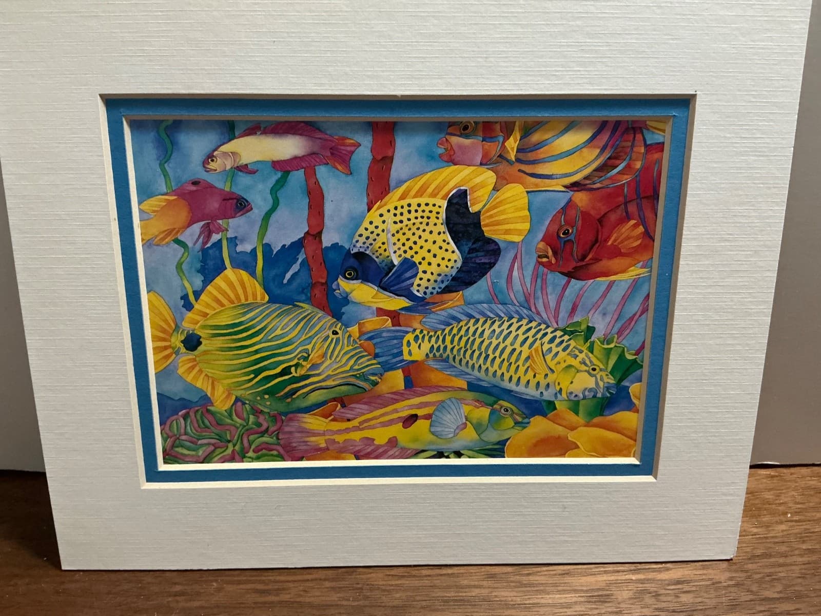 Barbara Wallace Fish Frolic 2 Matted Art Prints Colorful Tropical Sea Life 5x7 - Thumbnail 2