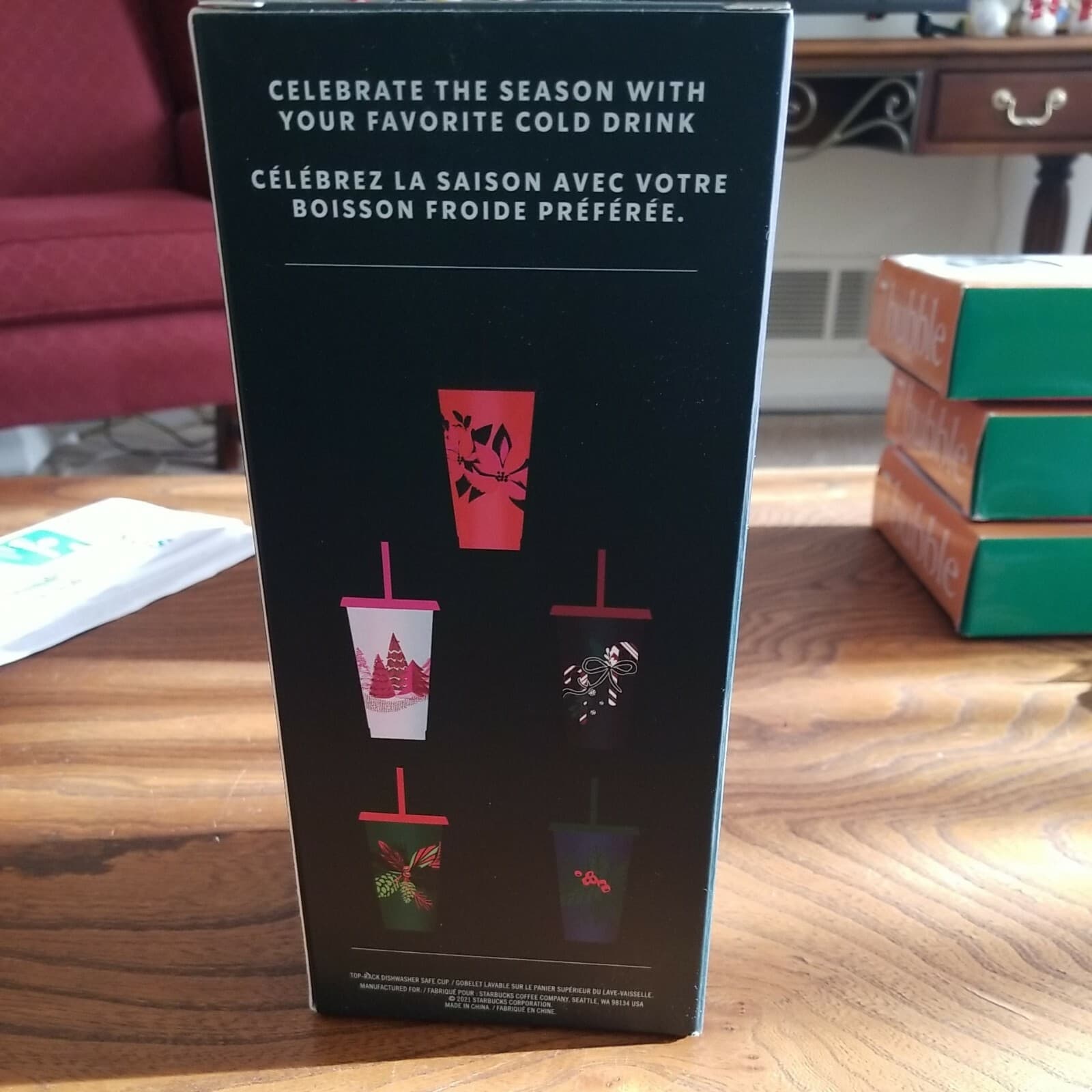 Starbucks 2021 Holiday Set of 5 Reusable 24 Oz Cold Cups w Lids & Straws NIB - Thumbnail 4