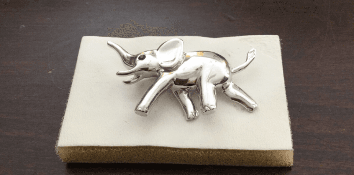 Krementz Elephant Brooch Sterling Silver Pin Blue Rhinestone Raised Trunk RARE - Thumbnail 3