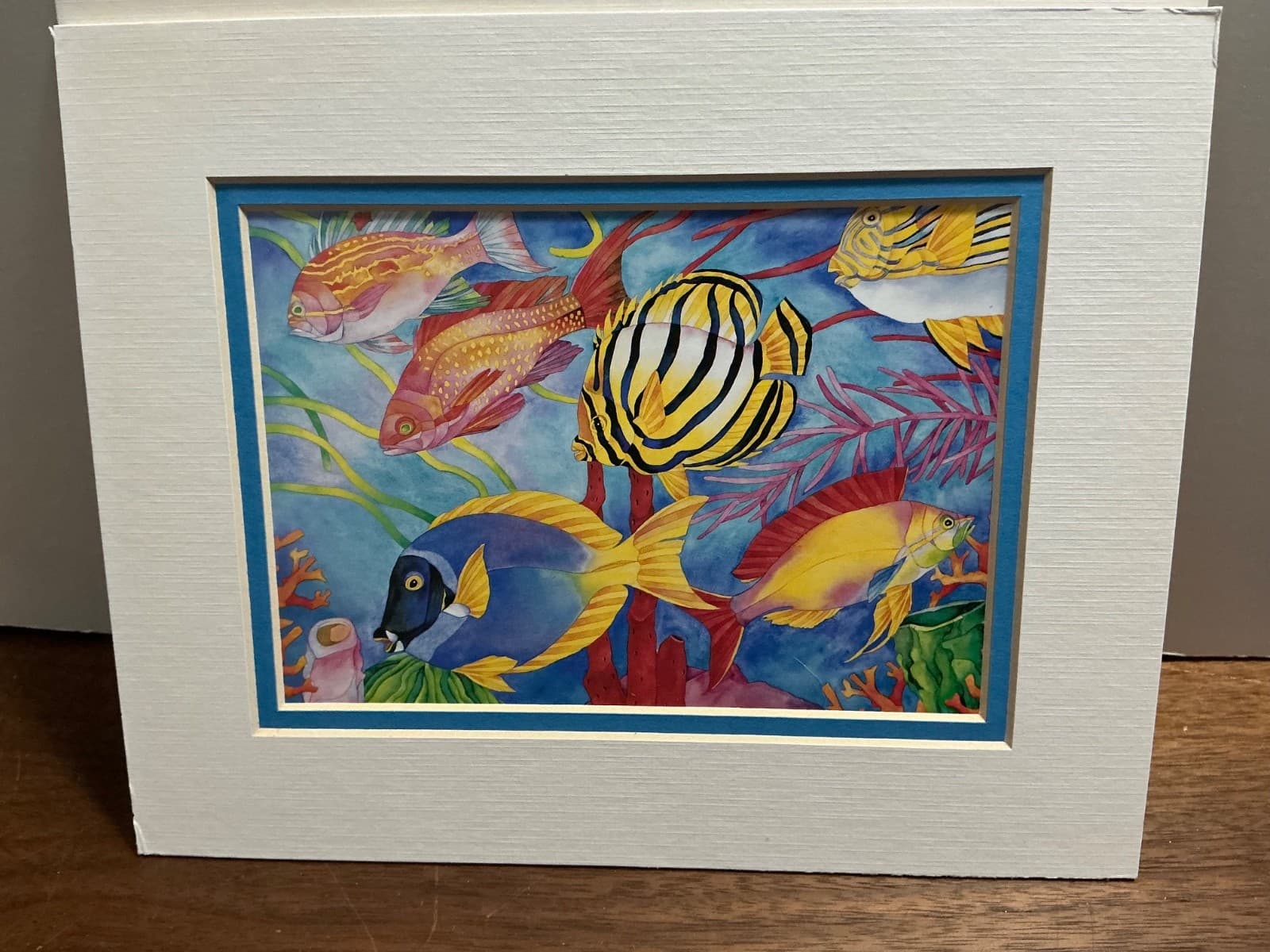 Barbara Wallace Fish Frolic 2 Matted Art Prints Colorful Tropical Sea Life 5x7 - Thumbnail 3