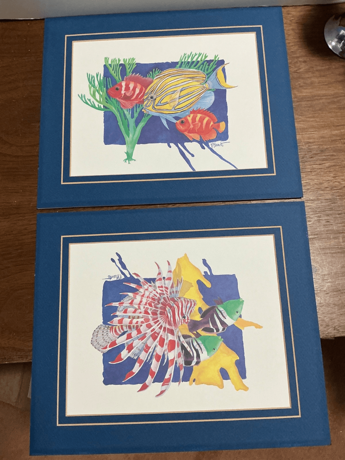 Set of 2 Paul Brent Tropical Fish Wall Art Matted NO Frame 9x7 - Thumbnail 2