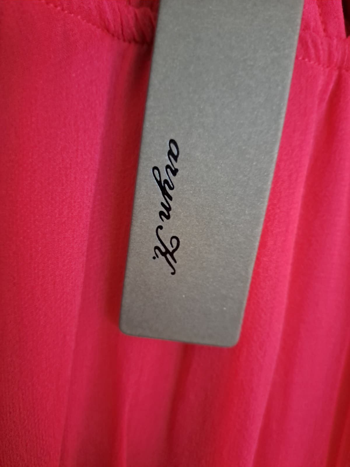 Aryn K. Mini Cocktail dress Flowing layers Pink Fuchsia? Sleeveless V-Back Large - Thumbnail 3