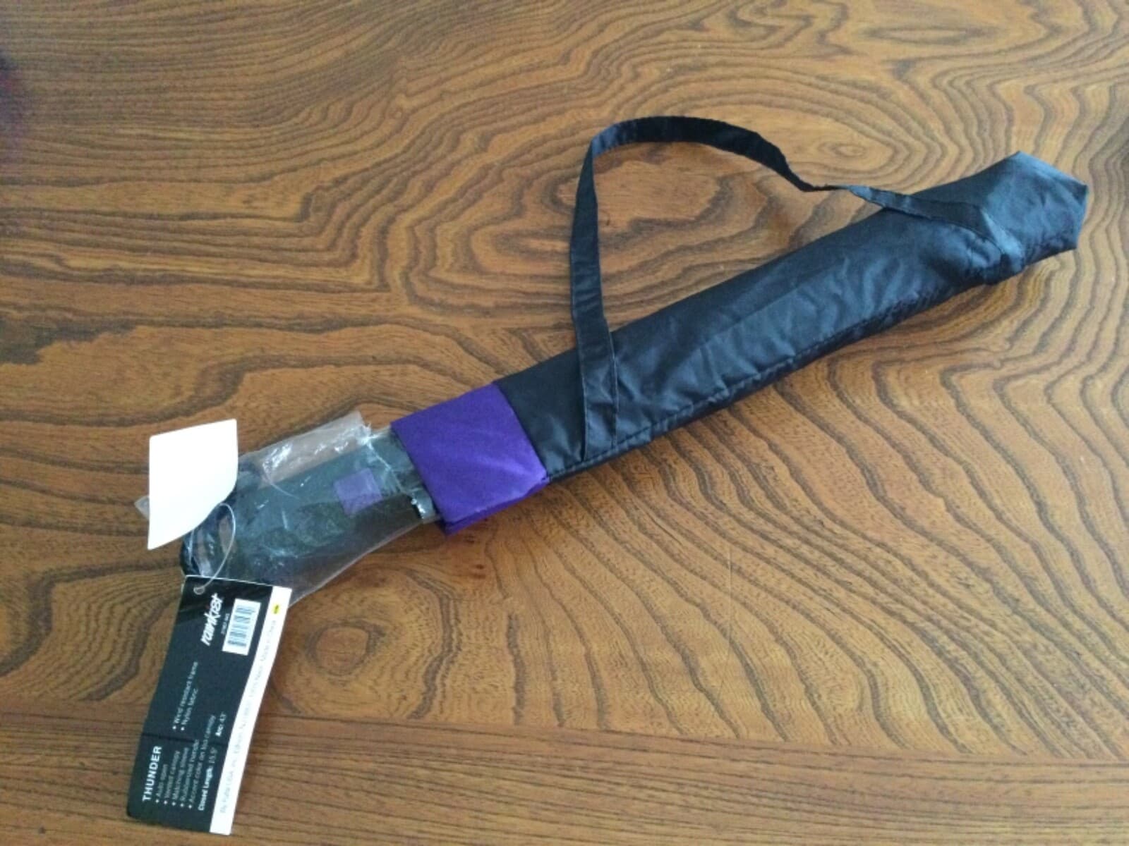 Rainkist 43" Arc Auto Open Foldable Umbrella Black & Purple w/ Carry Sleeve NWT - Thumbnail 9