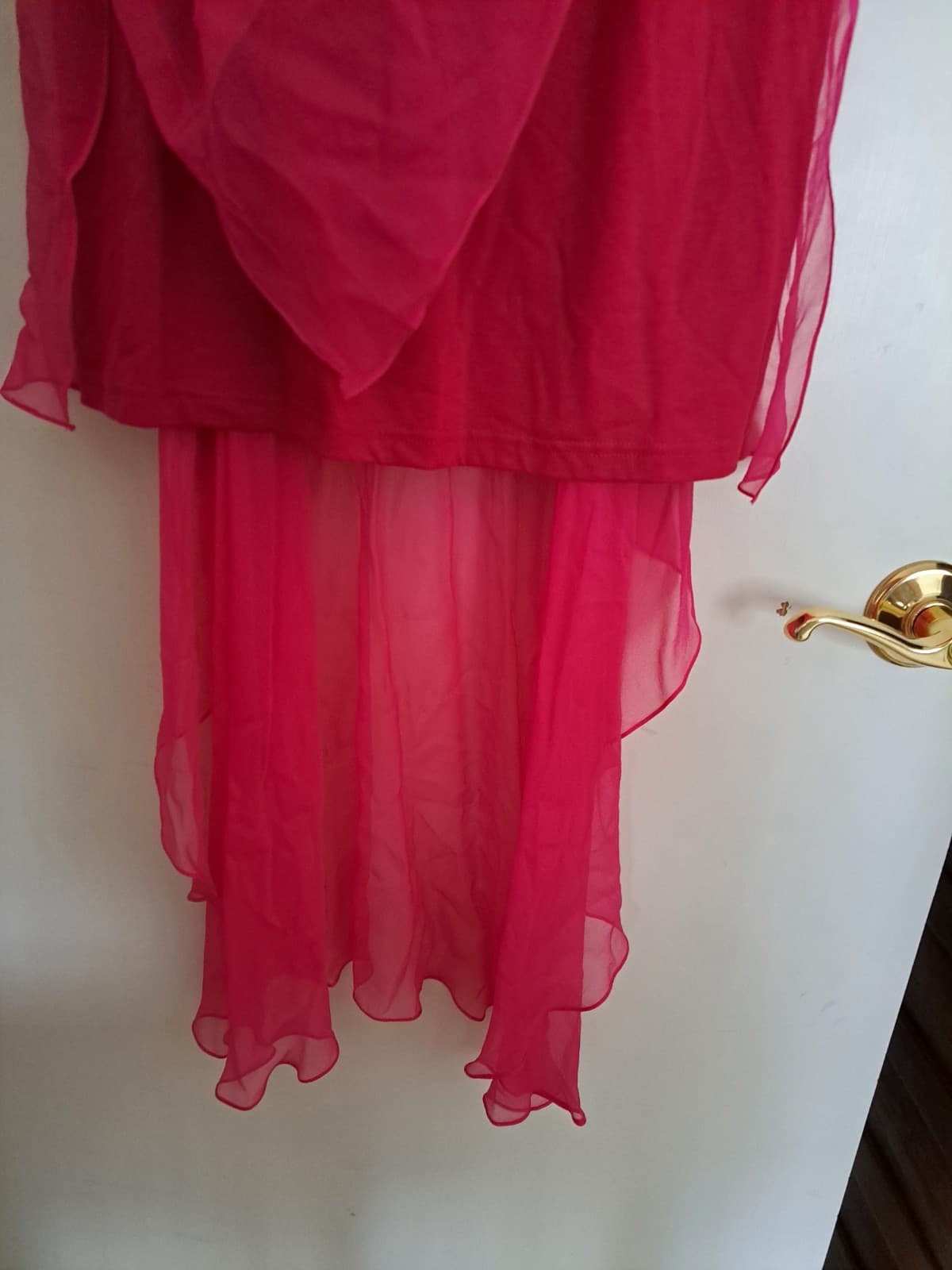 Aryn K. Mini Cocktail dress Flowing layers Pink Fuchsia? Sleeveless V-Back Large - Thumbnail 4
