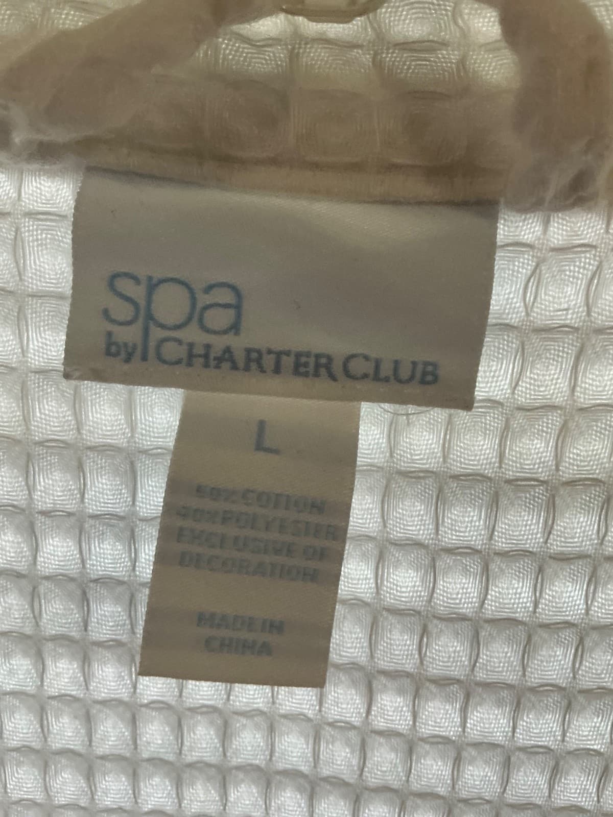 Charter Club SPA Waffle Knit Robe White Belted Short Sleeve L Large - Thumbnail 3