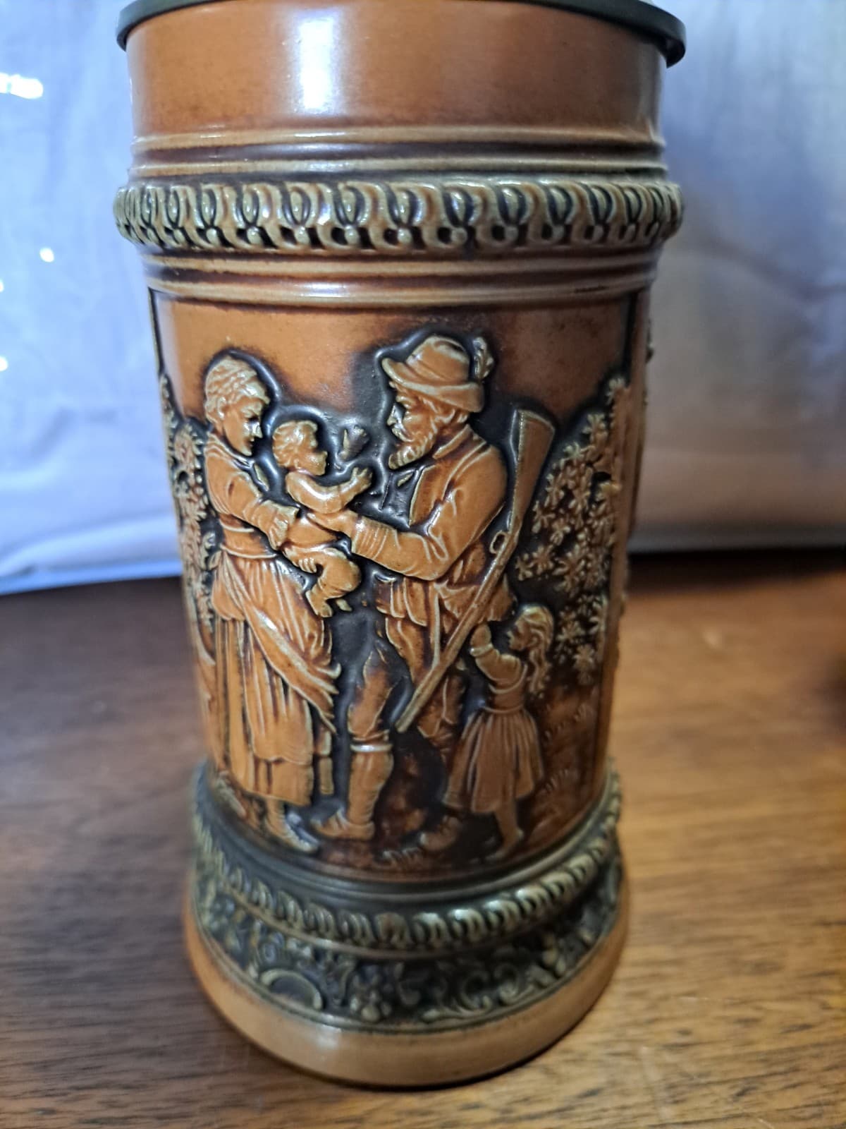 Old Gerz Ausunserem Firmen W. Germany Hunter Cherub Beer Stein Pewter Lid - Thumbnail 3