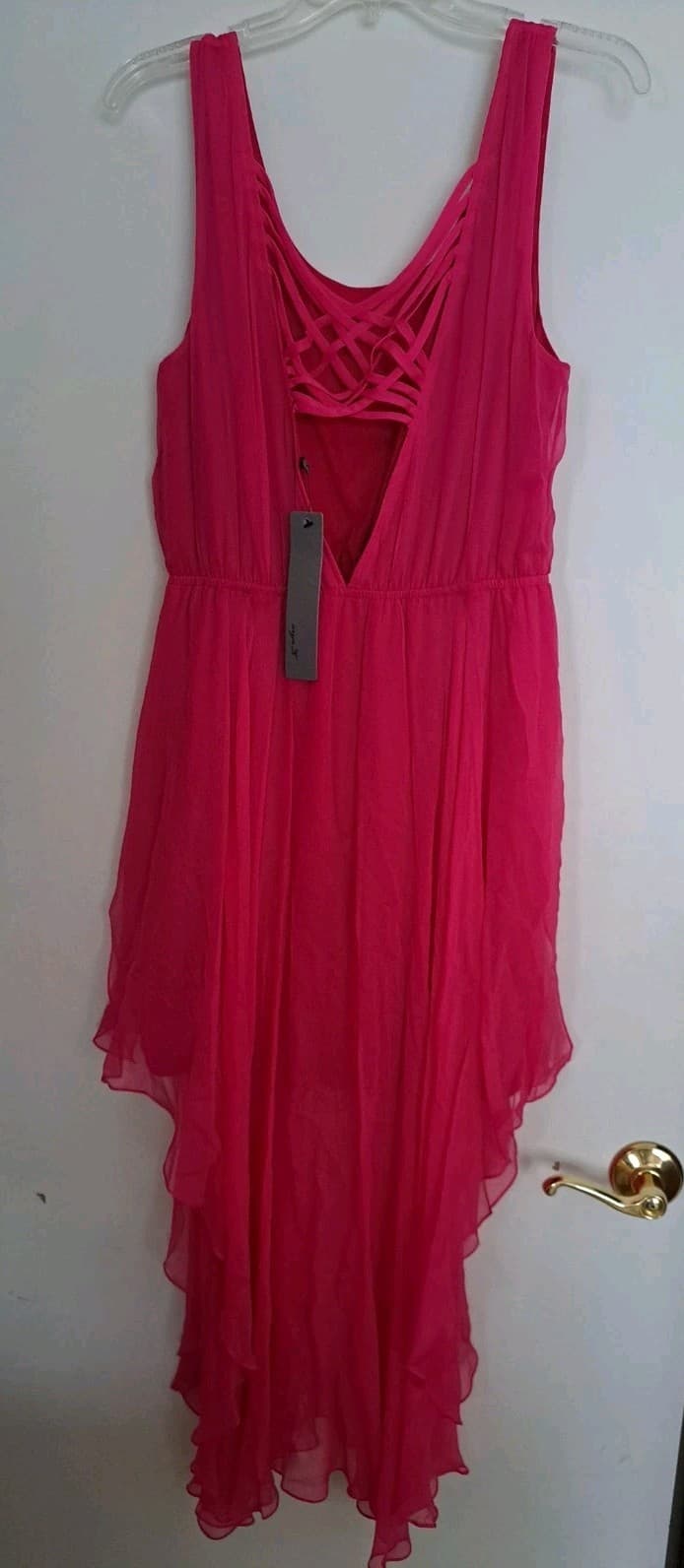 Aryn K. Mini Cocktail dress Flowing layers Pink Fuchsia? Sleeveless V-Back Large - Thumbnail 2