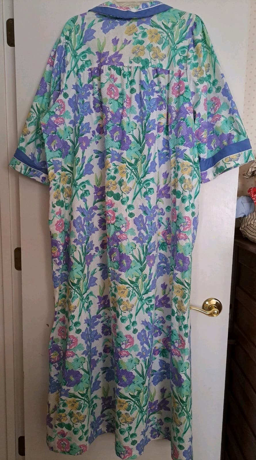 Models Coat House Dress Pockets Snap Up Floral Size 18 Vintage Robe - Thumbnail 3