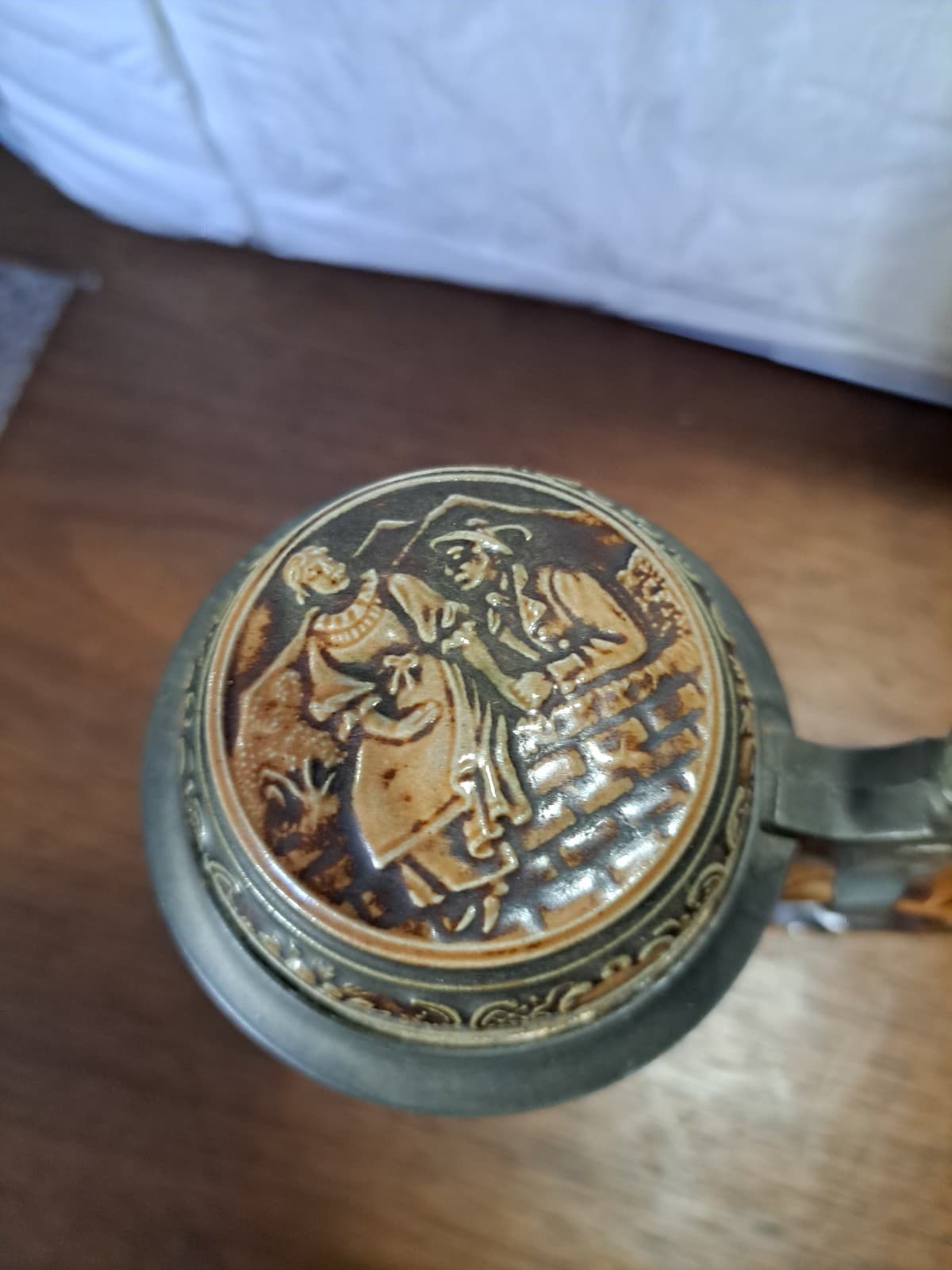Old Gerz Ausunserem Firmen W. Germany Hunter Cherub Beer Stein Pewter Lid - Thumbnail 5