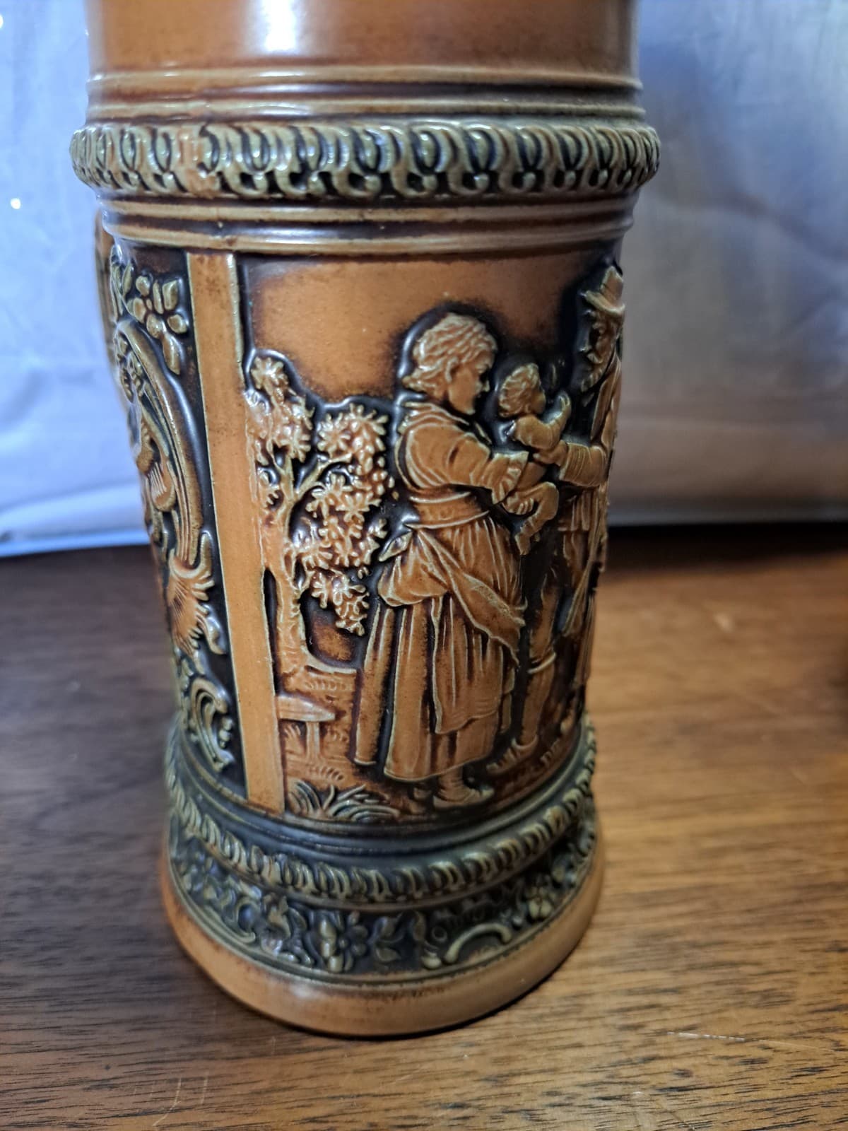 Old Gerz Ausunserem Firmen W. Germany Hunter Cherub Beer Stein Pewter Lid - Thumbnail 4