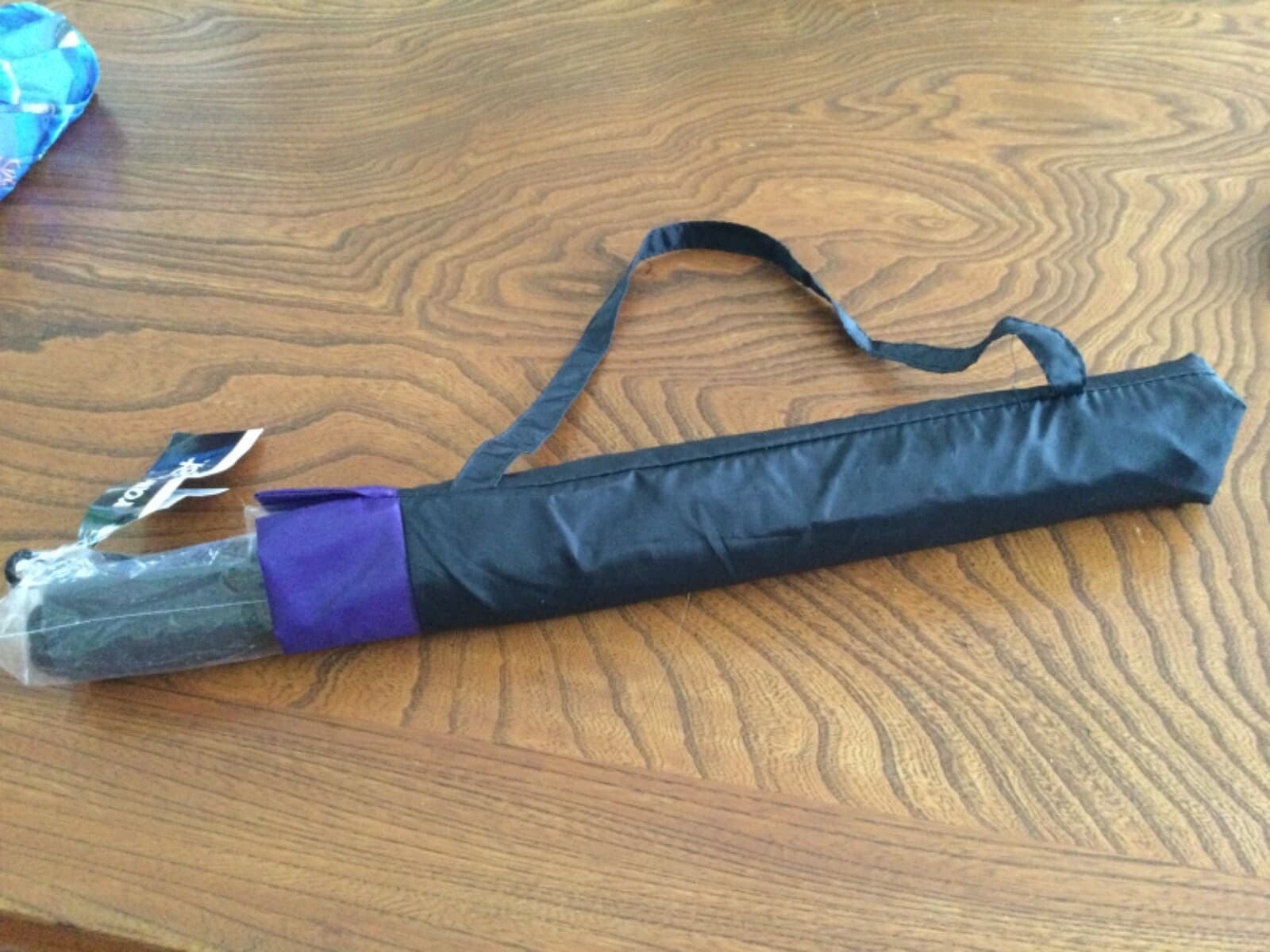 Rainkist 43" Arc Auto Open Foldable Umbrella Black & Purple w/ Carry Sleeve NWT - Thumbnail 7