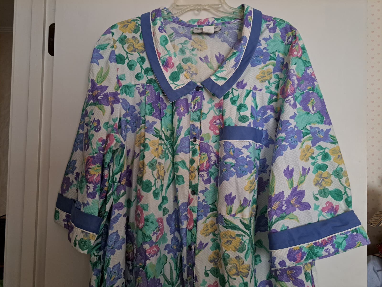 Models Coat House Dress Pockets Snap Up Floral Size 18 Vintage Robe - Thumbnail 2