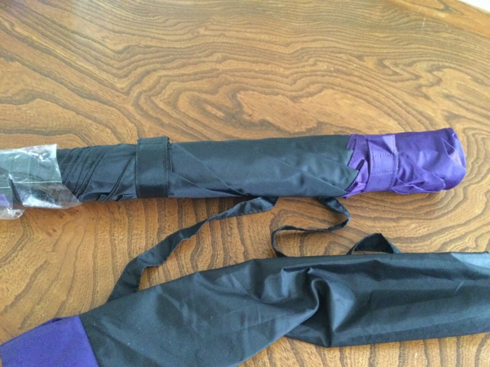 Rainkist 43" Arc Auto Open Foldable Umbrella Black & Purple w/ Carry Sleeve NWT - Thumbnail 2