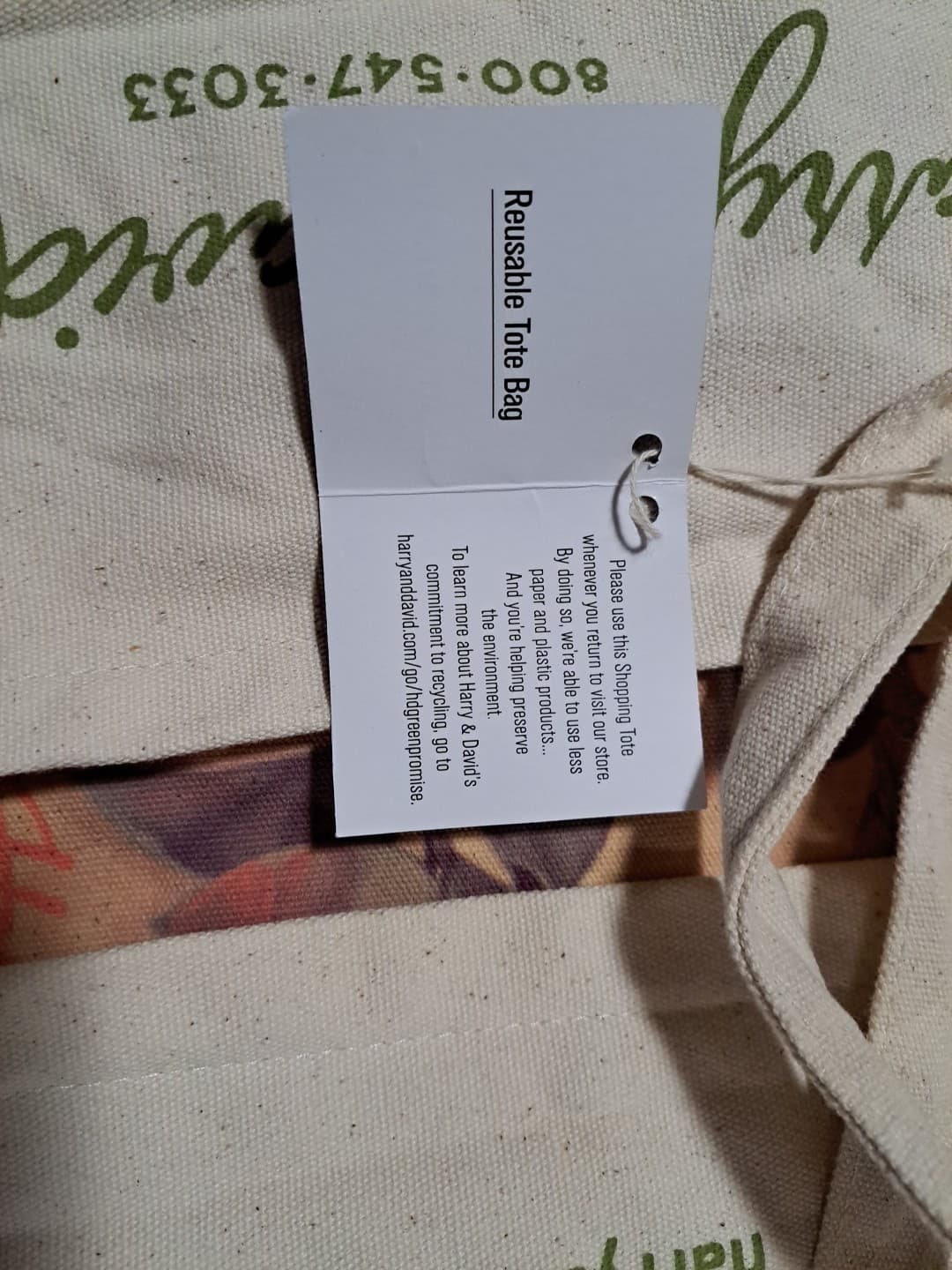 Harry & David Canvas Tote Reusable Shopping Bag NWT - Thumbnail 4