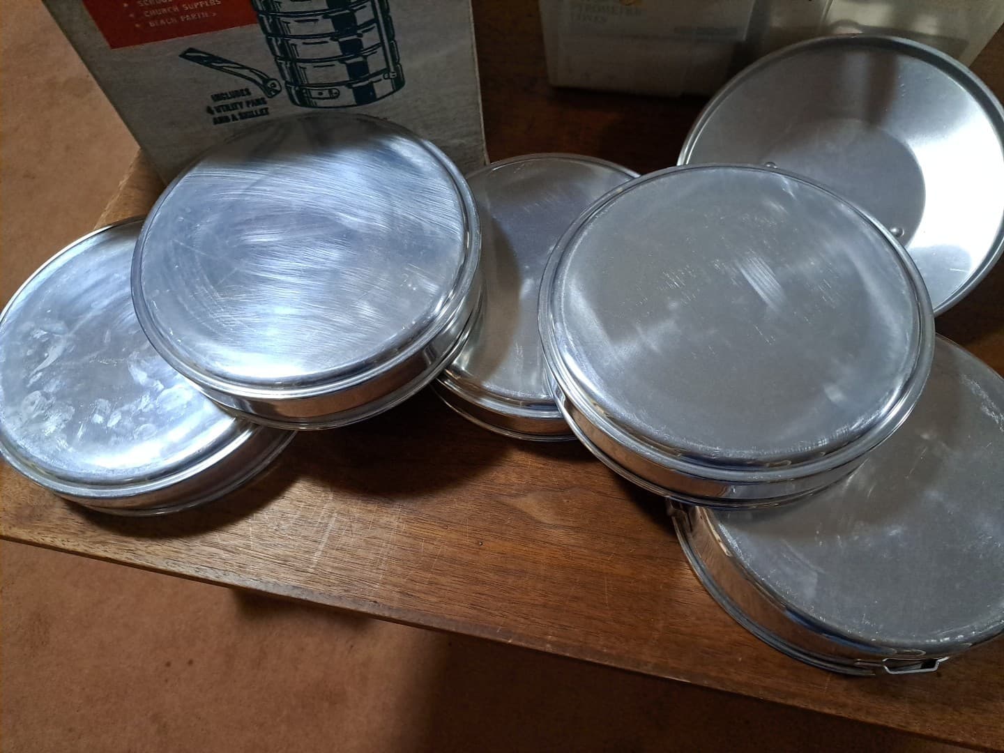 Buckeye 1960's Aluminum Picnic Pack Stacking Food Canisters Camping Cookware Box - Thumbnail 7