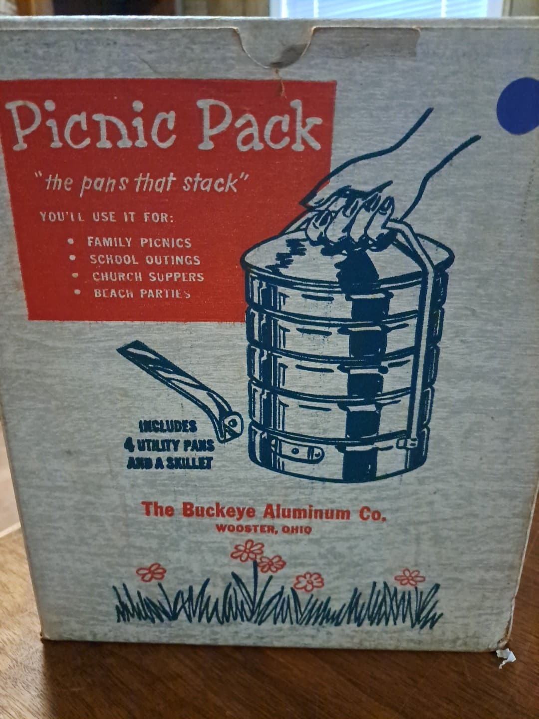 Buckeye 1960's Aluminum Picnic Pack Stacking Food Canisters Camping Cookware Box - Thumbnail 3