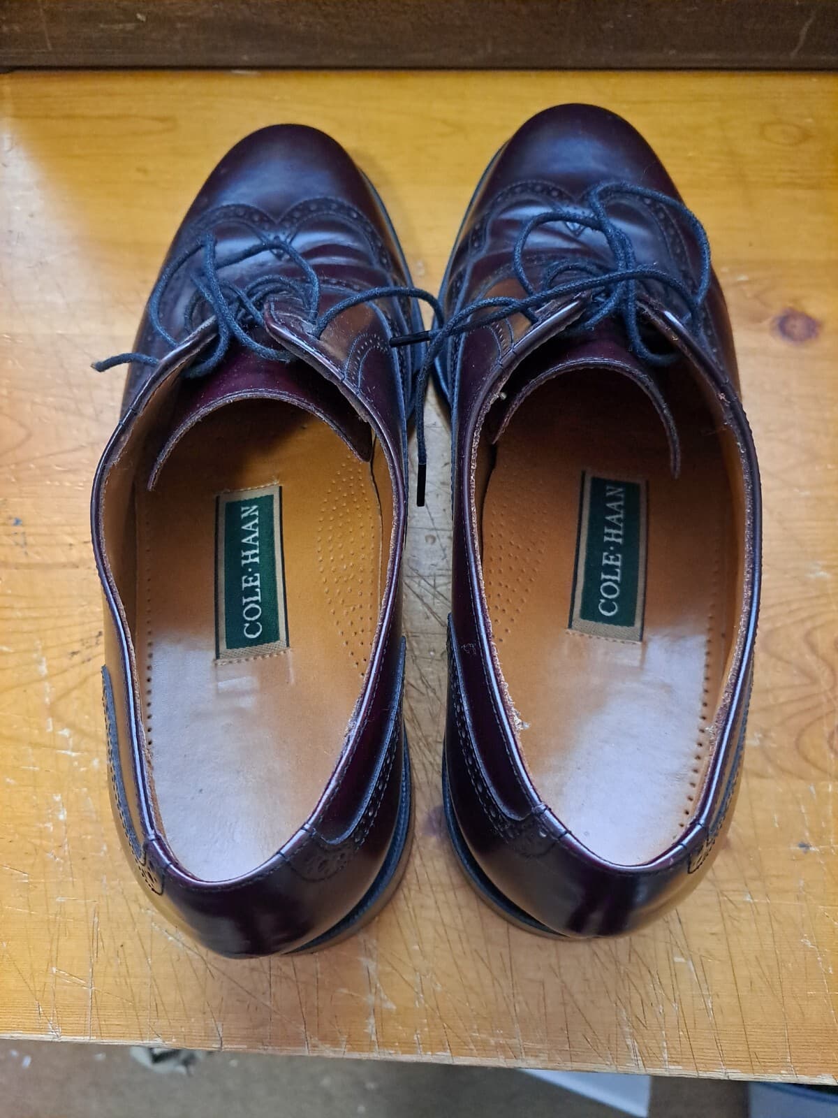 COLE HAAN Mens Size 11 M Brown Wing Tip Lace up Oxfords Leather Dress Shoes - Thumbnail 3