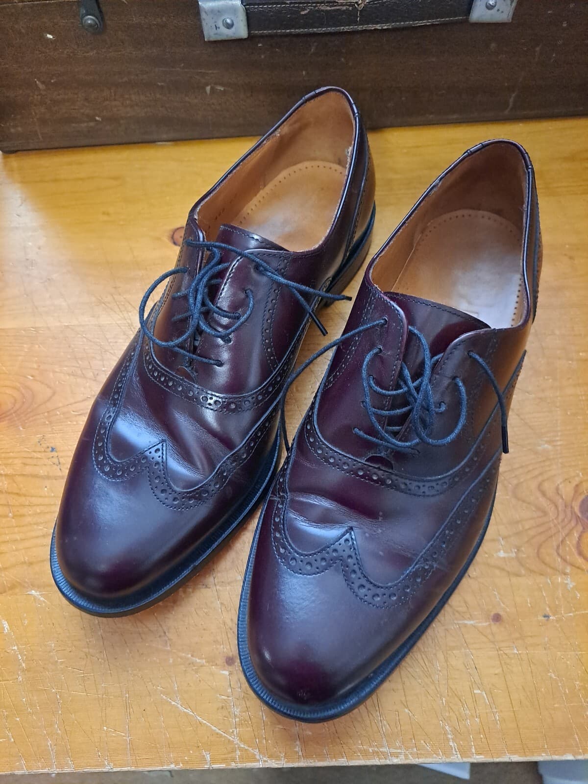 COLE HAAN Mens Size 11 M Brown Wing Tip Lace up Oxfords Leather Dress Shoes - Thumbnail 2
