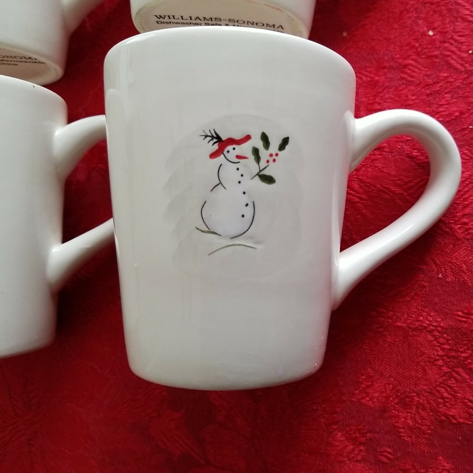 Williams-Sonoma 2003 Assorted Snowman Coffee Hot Cocoa Cups Mugs Boxed Set NIB - Thumbnail 4