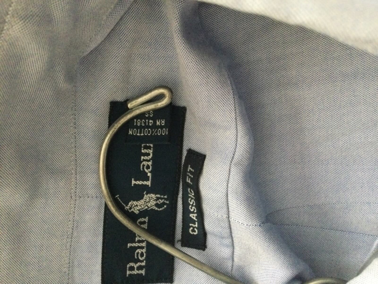 Ralph Lauren Long Sleeve Classic 17 34/35 Oxford Button Shirt Blue Dress Cotton - Thumbnail 3