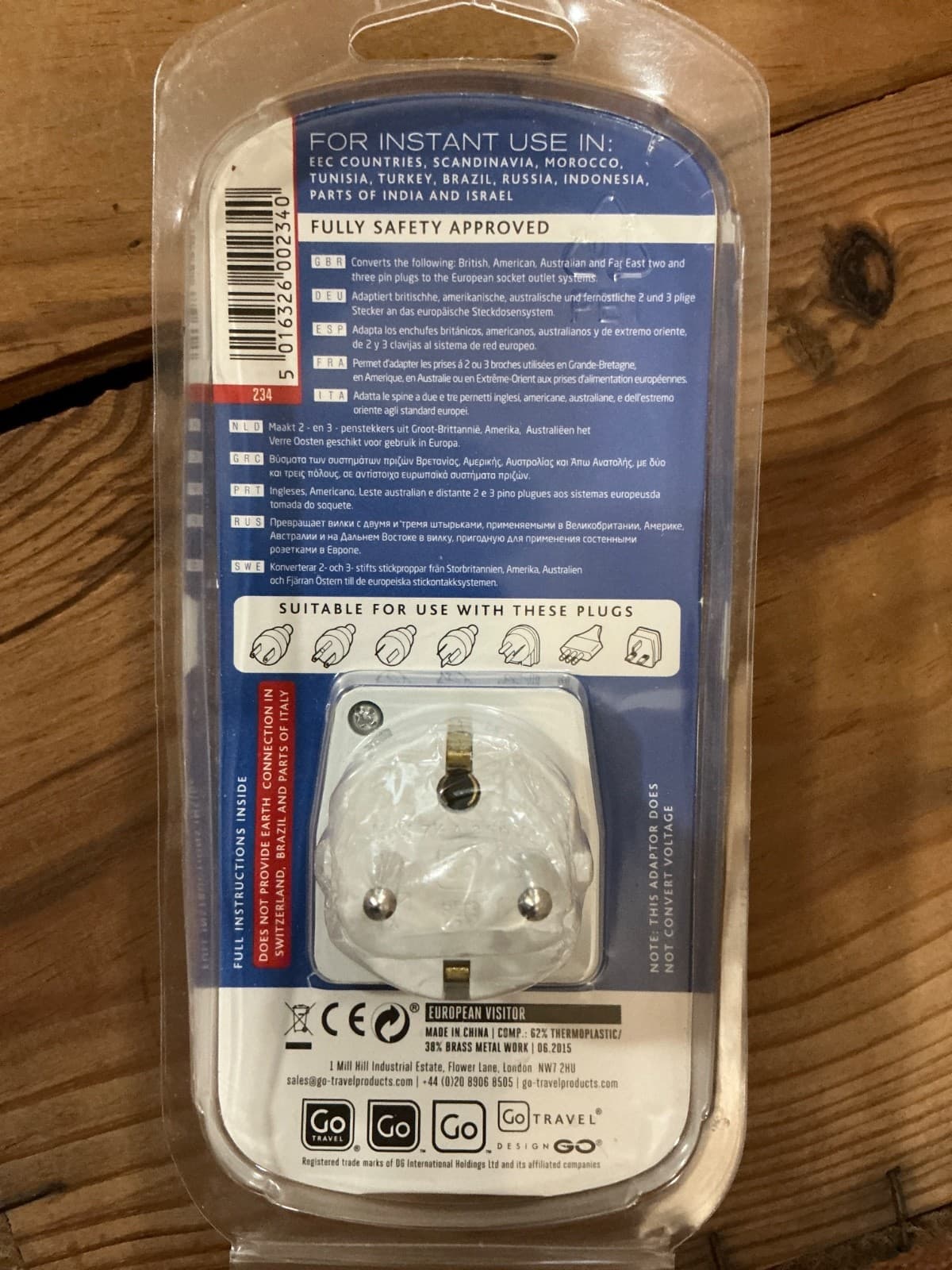 Go Travel Adapter Plug In Converter US, UK, AU Travelers To Europe EEC New - Thumbnail 2