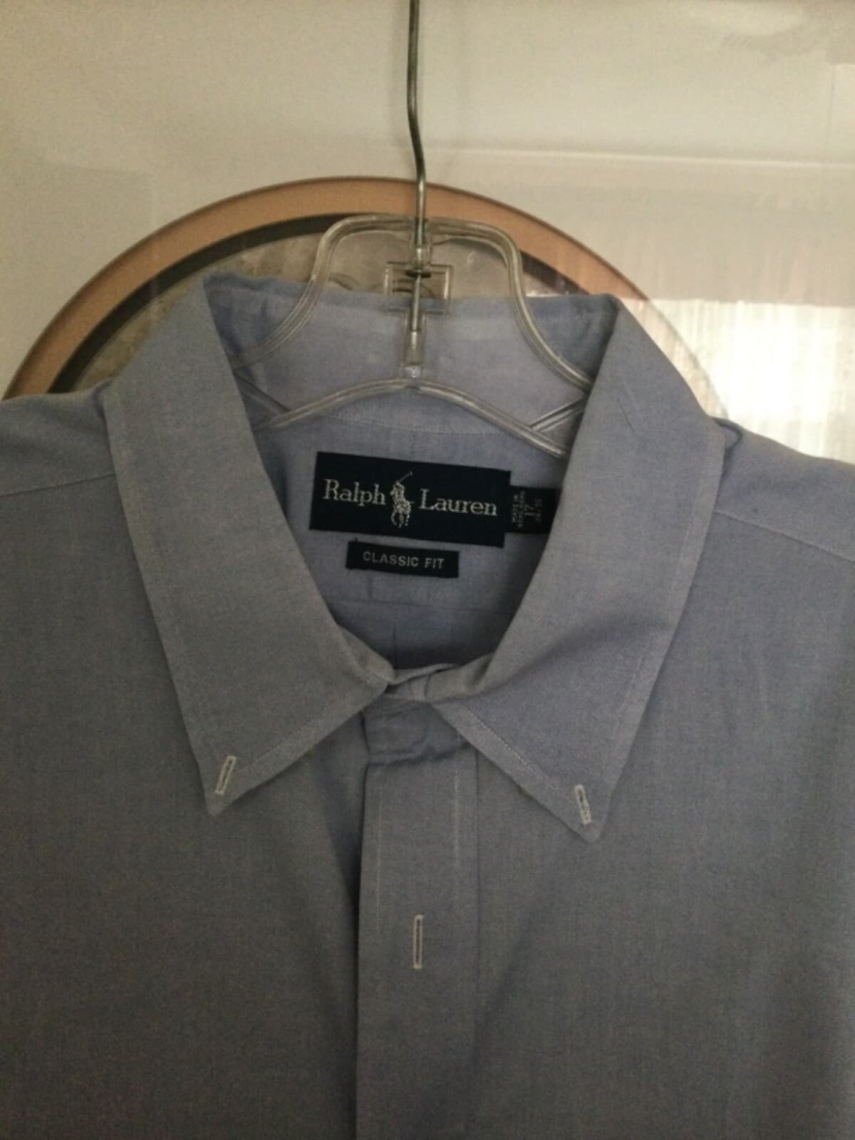 Ralph Lauren Long Sleeve Classic 17 34/35 Oxford Button Shirt Blue Dress Cotton - Thumbnail 2