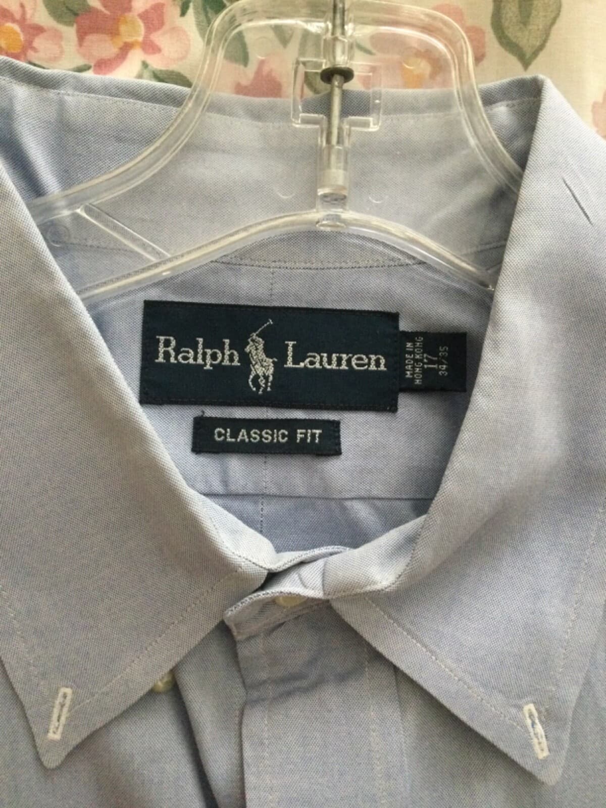 Ralph Lauren Long Sleeve Classic 17 34/35 Oxford Button Shirt Blue Dress Cotton - Thumbnail 4