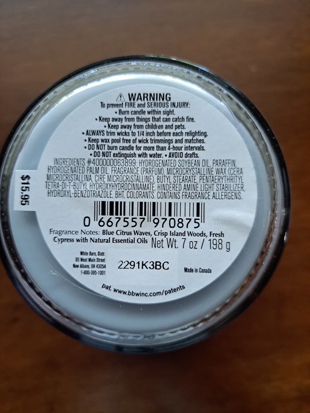 Bath & Body Works Single Wick Candle Jar Deep Blue Sea 7 oz Soy Essential Oils - Thumbnail 4