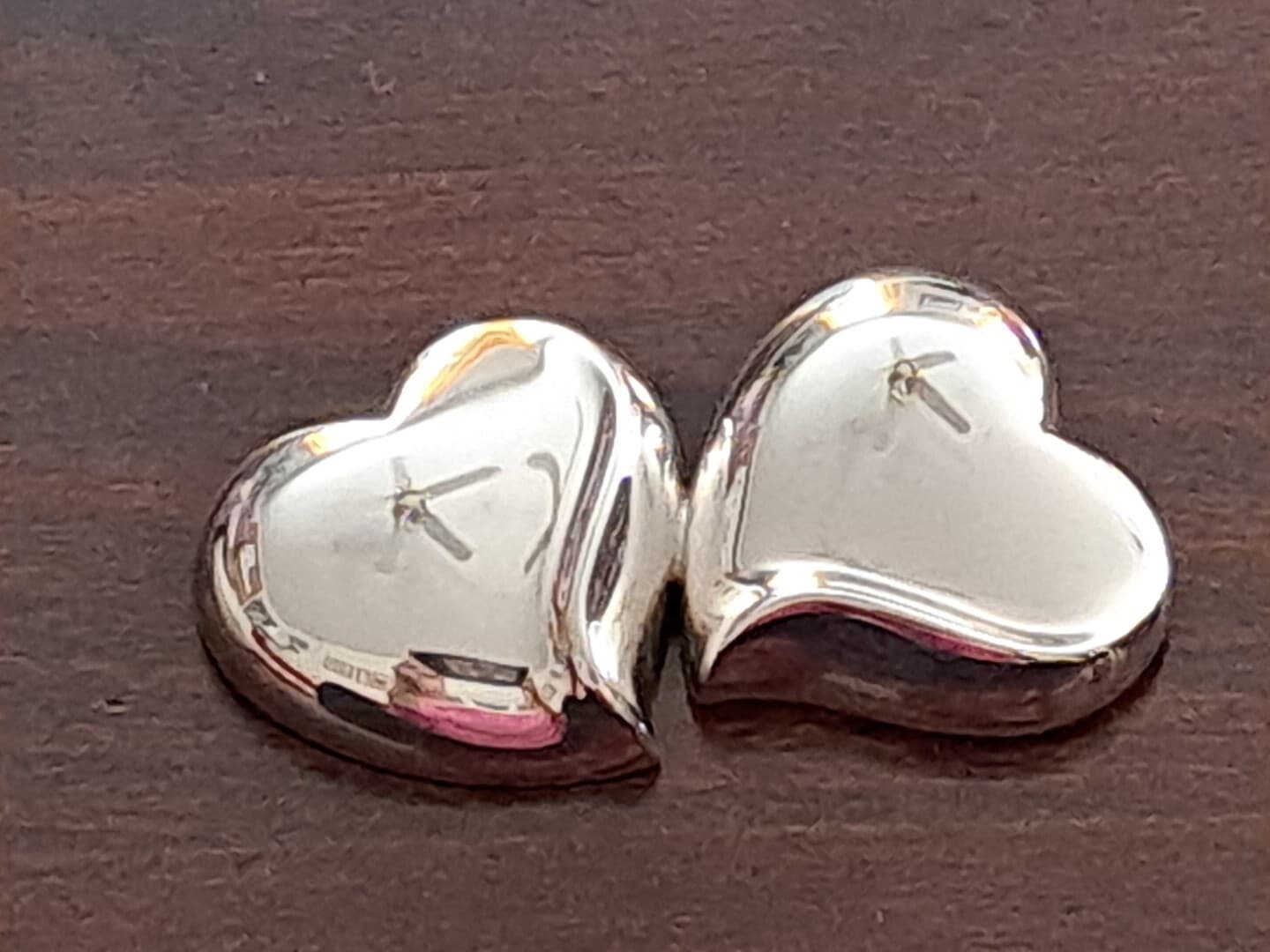 JONDELL SPAIN 925 Silver Puffy Hollow Double Love Dual Hearts Brooch Pin NEW - Thumbnail 2