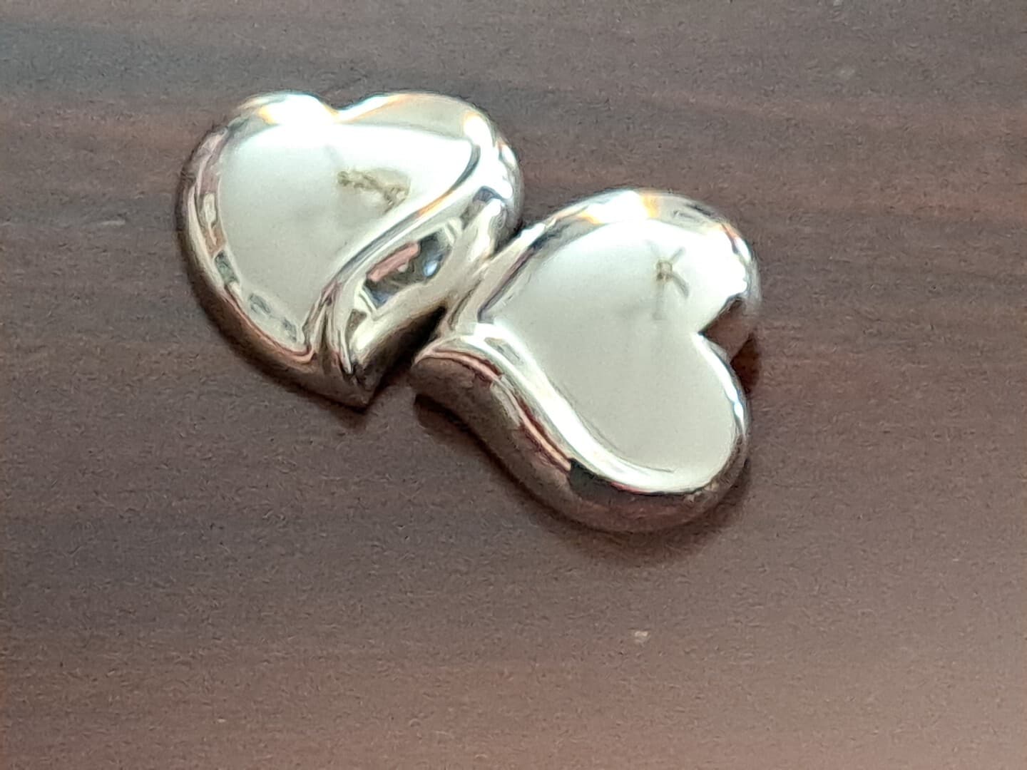 JONDELL SPAIN 925 Silver Puffy Hollow Double Love Dual Hearts Brooch Pin NEW - Thumbnail 9